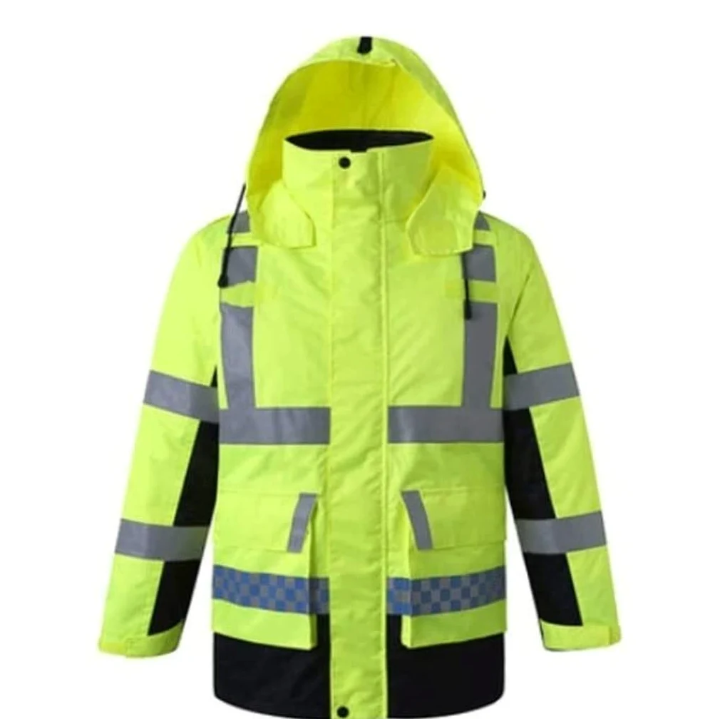 Ropa De Seguridad Traje Reflectante a Prueba de frío, Chaqueta Seguridad Fluorescente Terciopelo Impermeable Ropa Trabajo con Tiras Reflectantes(Velvet Medium)