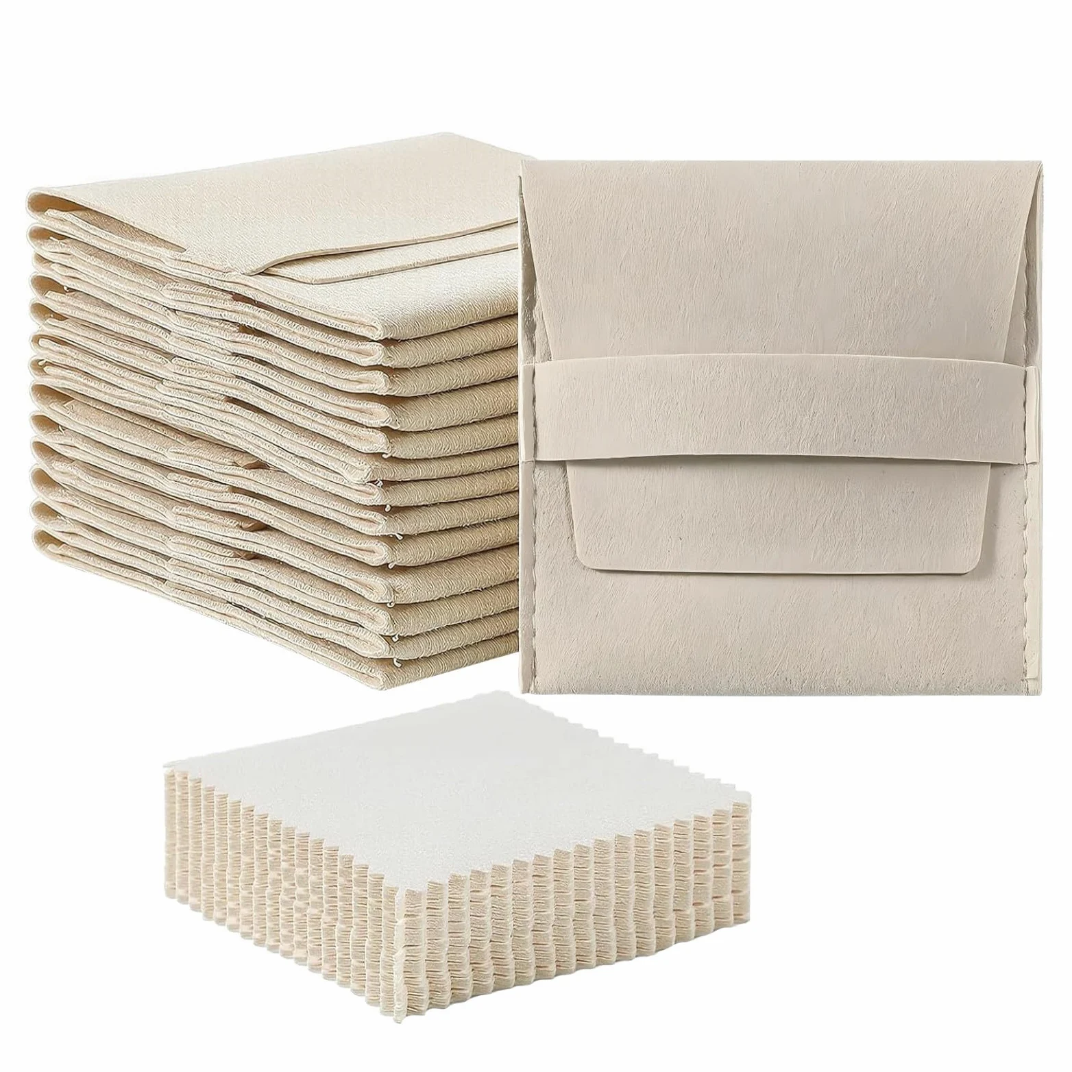 120 Juegos Bolsa de Microfibra para Joyas con Banda Fija, Estilo, Tamaño 8,5x8cm, Protección Suave que Previene Arañazos, Adecuado para Uso Diario y Regalos