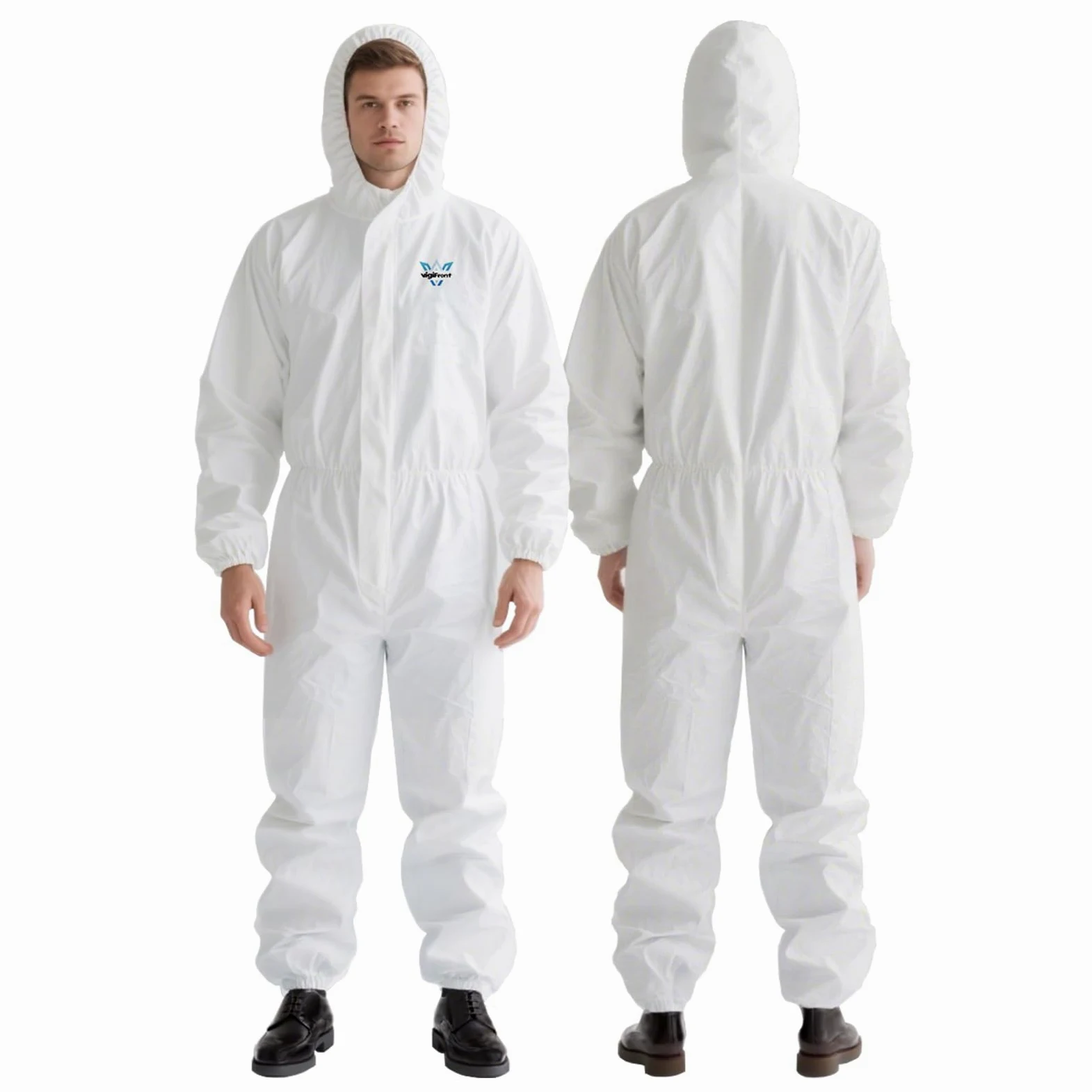 VigiFront Mono Desechable, 5/25 Piezas, Traje de Protección Desechables, 7 Opciones de Tallas, Con Muñecas, Tobillos y Capucha Elásticos