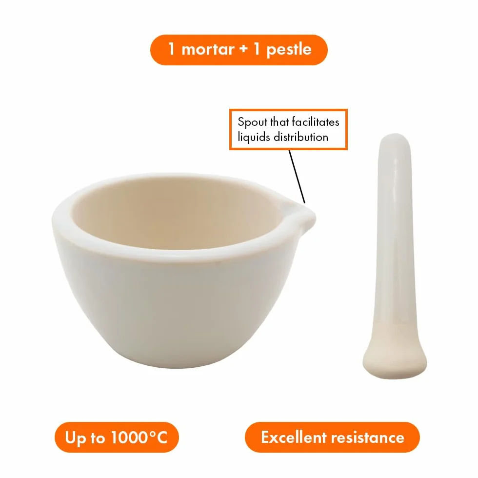 Mortero con Mano 60 ml Porcelana Laboratorio KENZIUM