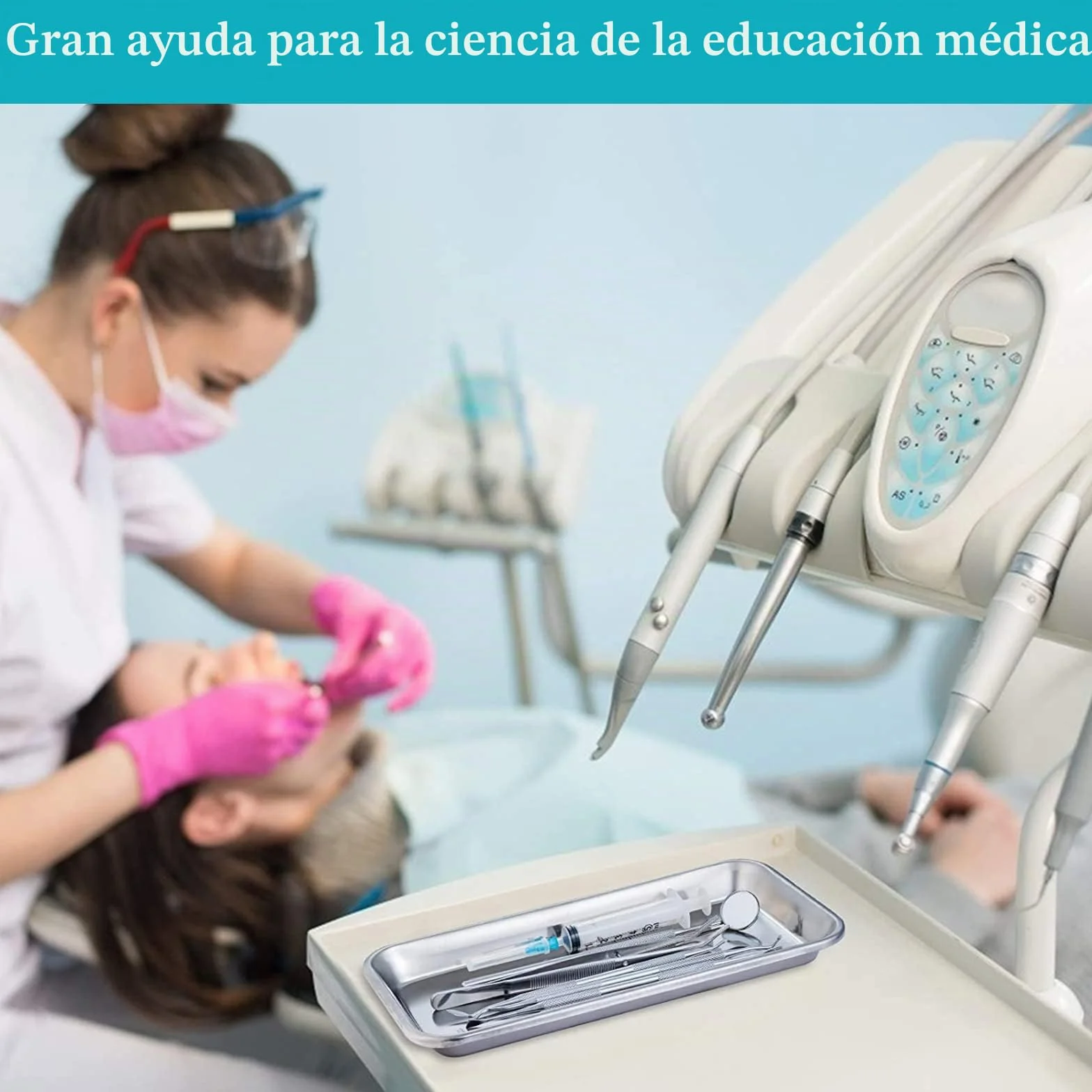 Bandeja Médica Rectangular de Acero Inoxidable 22.5x12x2cm para Instrumentos Dentales y Laboratorio