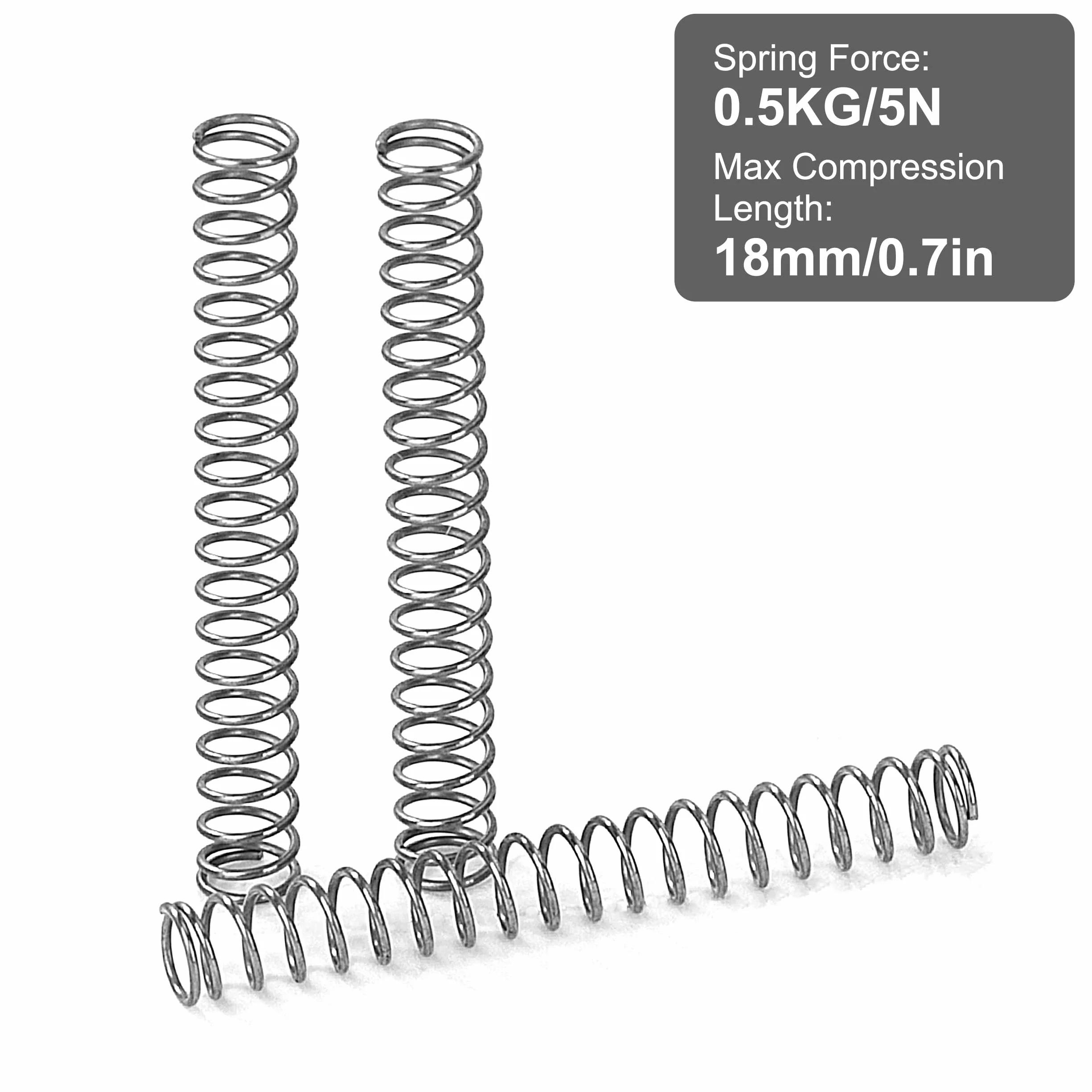 Muelles de Compresión de Acero Inoxidable Resorte 30mm Diámetro Alambre 0,4mm Diámetro Exterior 4mm Fuerza 0,54kg 20 Piezas
