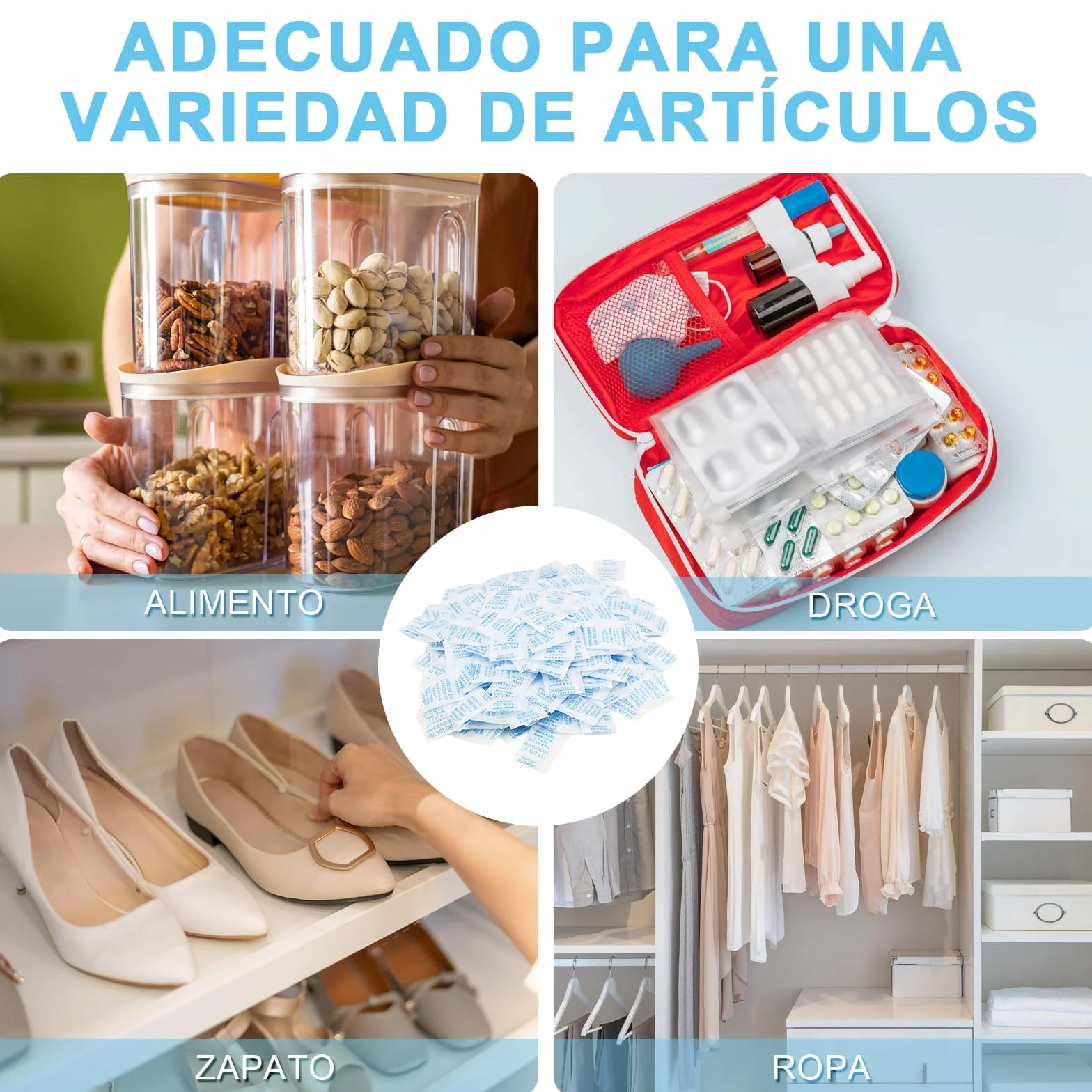 Bolsas de Silica Gel 250 uds 1g Antihumedad para Electrónicos Ropa Alimentos