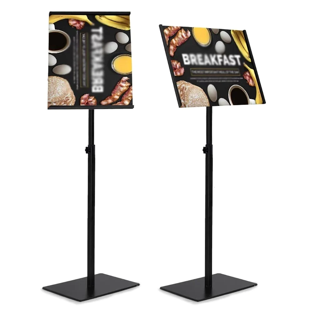 Soporte de Pedestal para Carteles Ajustable, Soporte de Carteles Resistente para exhibir en el Piso, Soportes para Carteles de exhibición de pie para Exteriores, Vista ve(Negro A4)