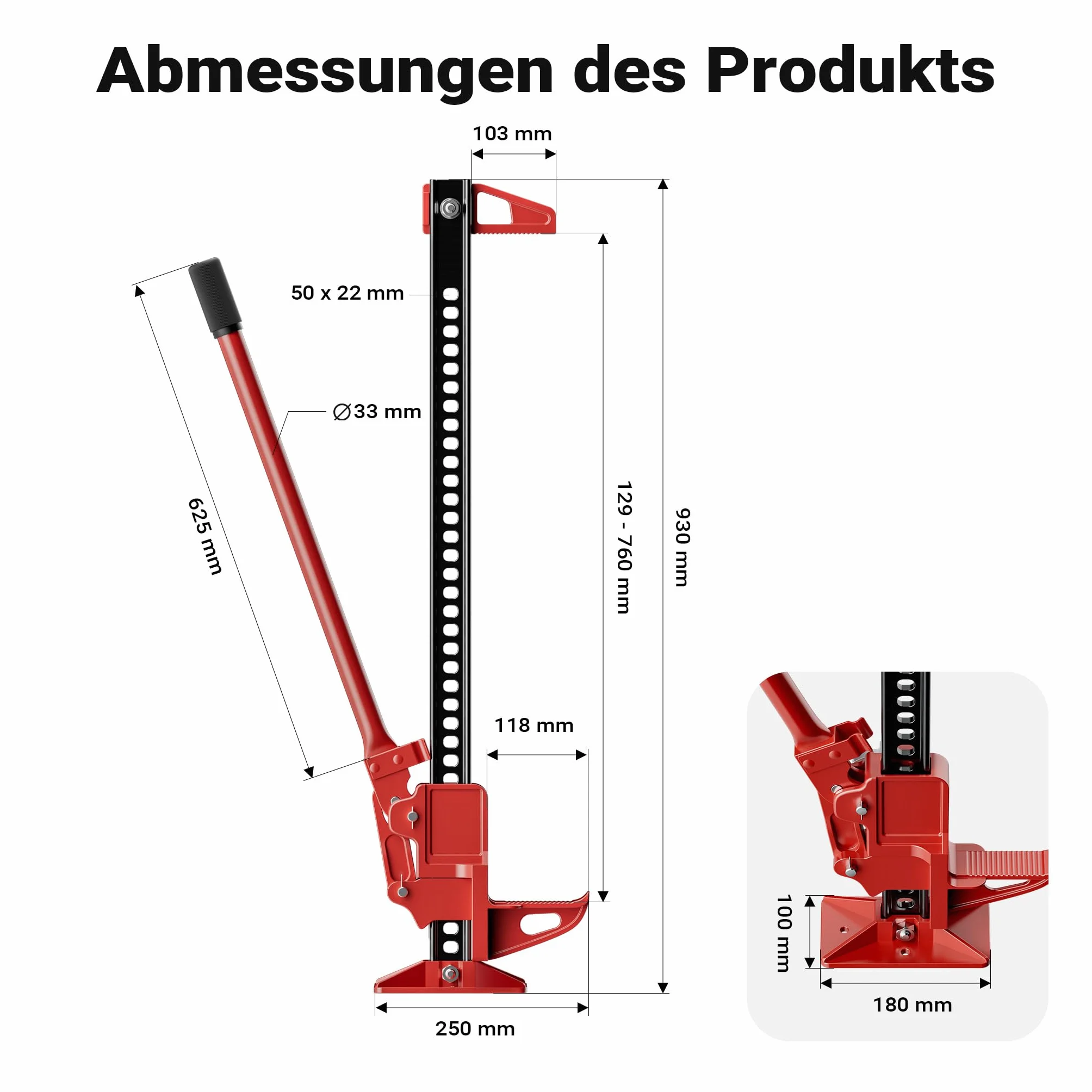 WilTec Gato de trinquete High Lift 3000 kg 12,2-76 cm