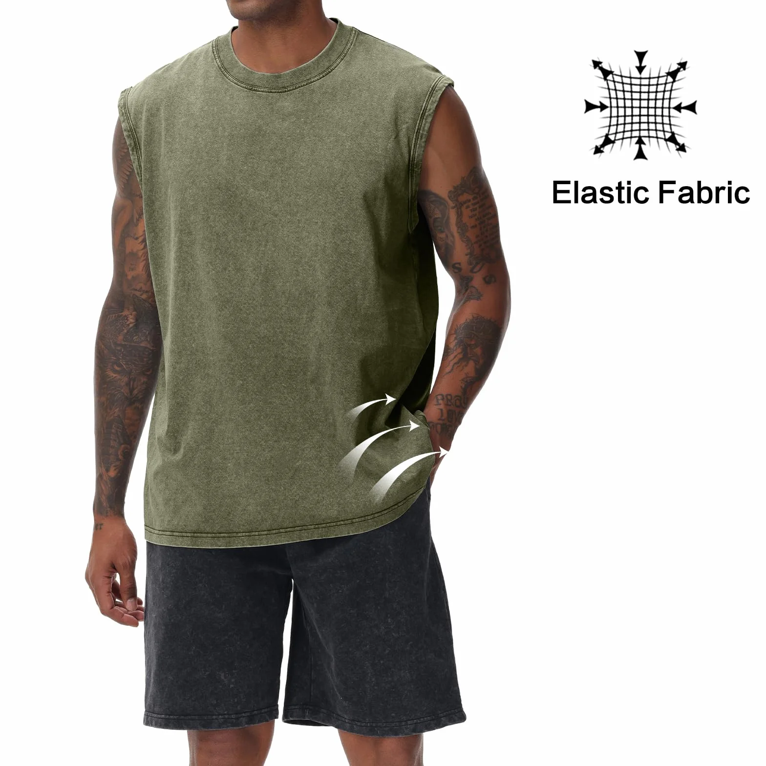Camiseta sin mangas de algodón para hombre entrenamiento gimnasio