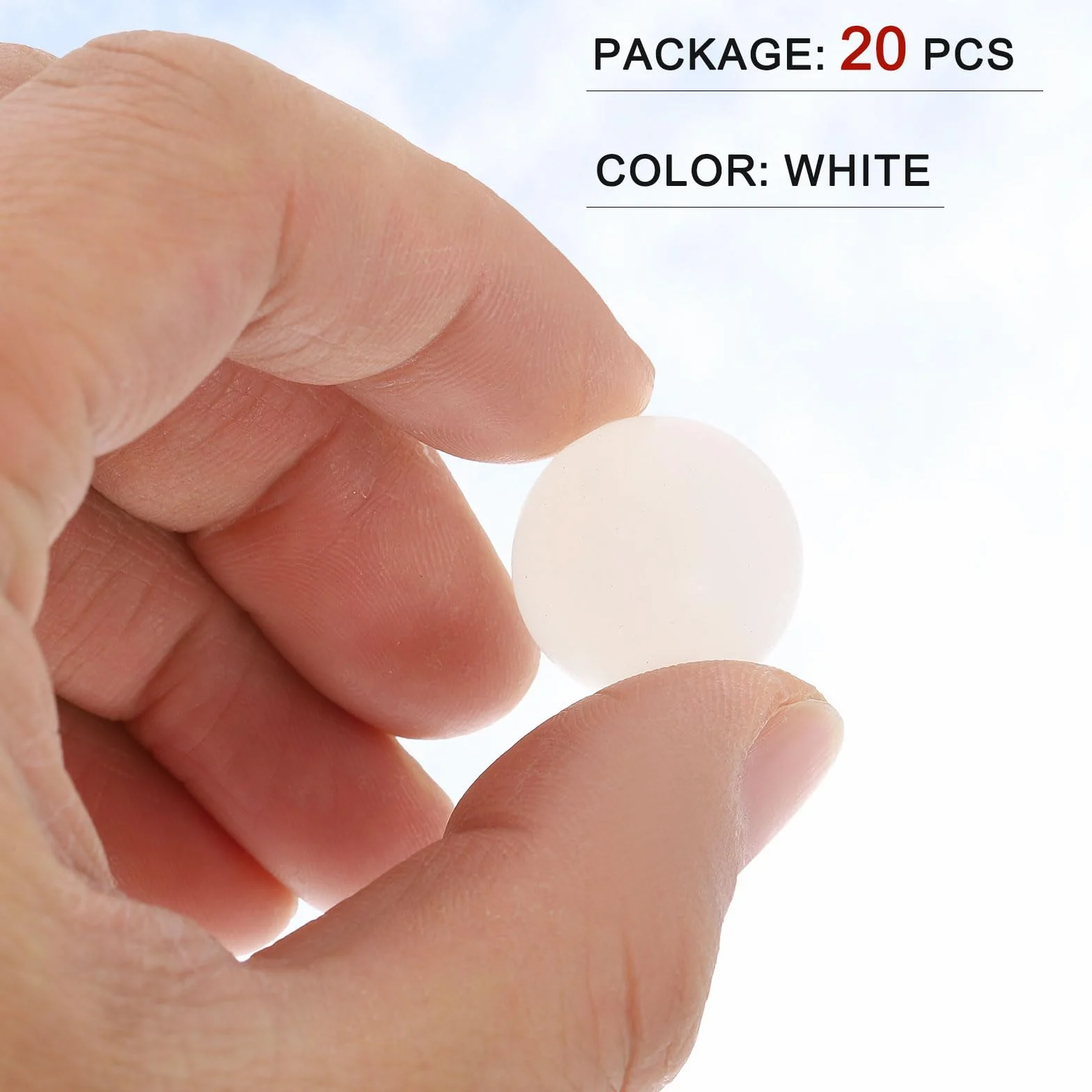 sourcing map 20 bolas de rodamiento de plástico PP 20 mm, bolas sólidas de precisión, blanco