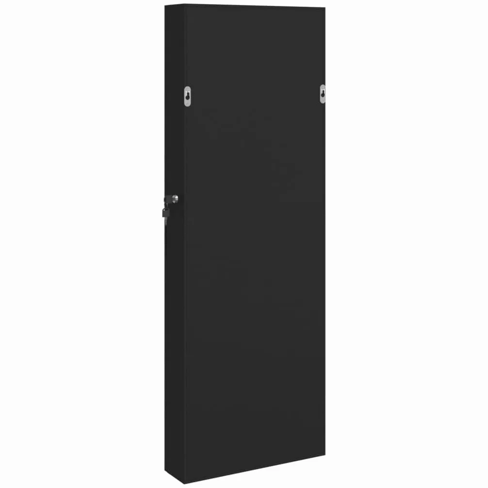 Artículos para el hogar, armario de joyería con espejo con luces LED, montado en la pared, negro, muebles de traje
