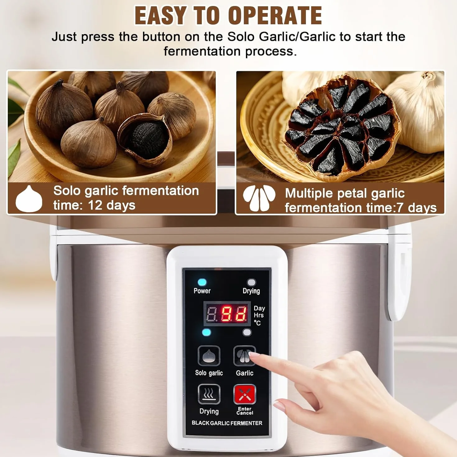 YUCHENGTECH Fermentador de Ajo Negro 6L Automático Inteligente con Control de Tiempo y Temperatura