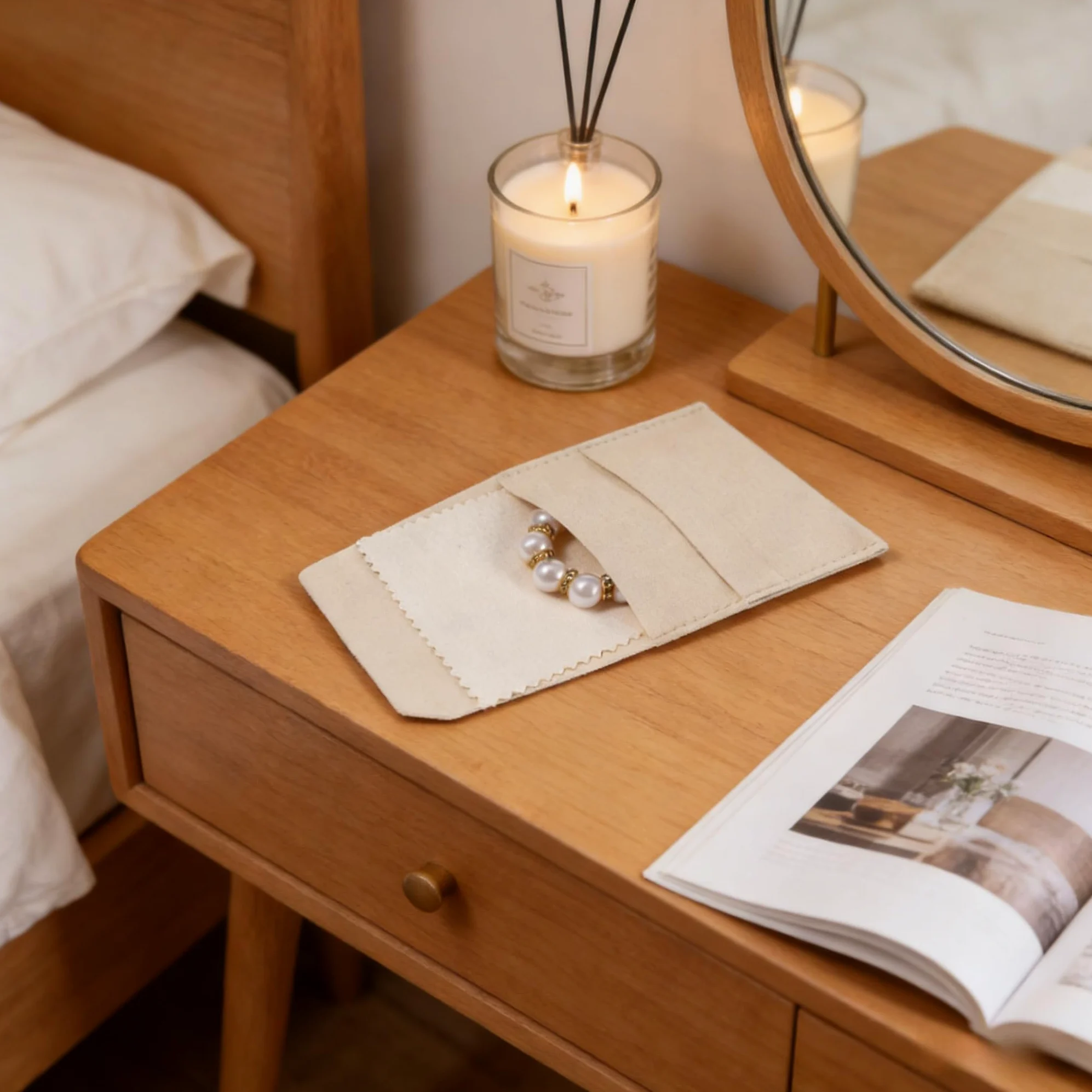 Juego de bolsas de microfibra para joyas con correa fija, bolsas de almacenamiento de tacto suave de terciopelo para anillos, aretes, collares, pequeñas para bolsas para boda, para regalos, accesorios