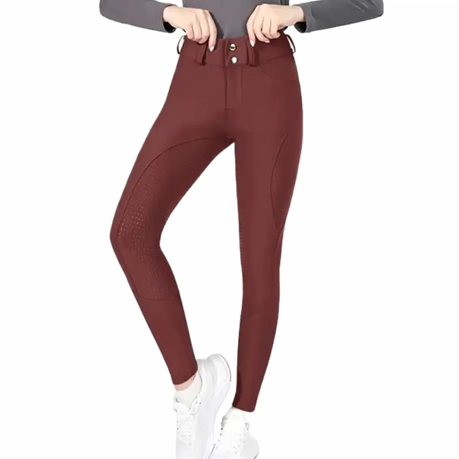 Pantalones Montar a Caballo Mujer Pantalones de equitación con Cremallera y Botones for Mujer, Mallas ecuestres, Deportivas competición(Red,XL)