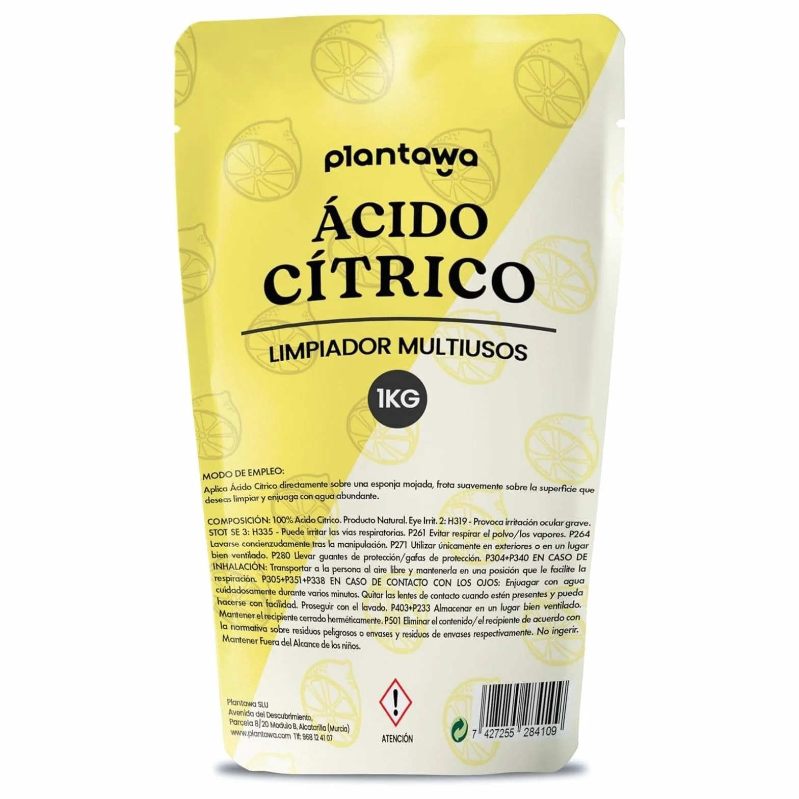 PLANTAWA Ácido Cítrico en Polvo 1 Kg Limpiador Multiusos Puro