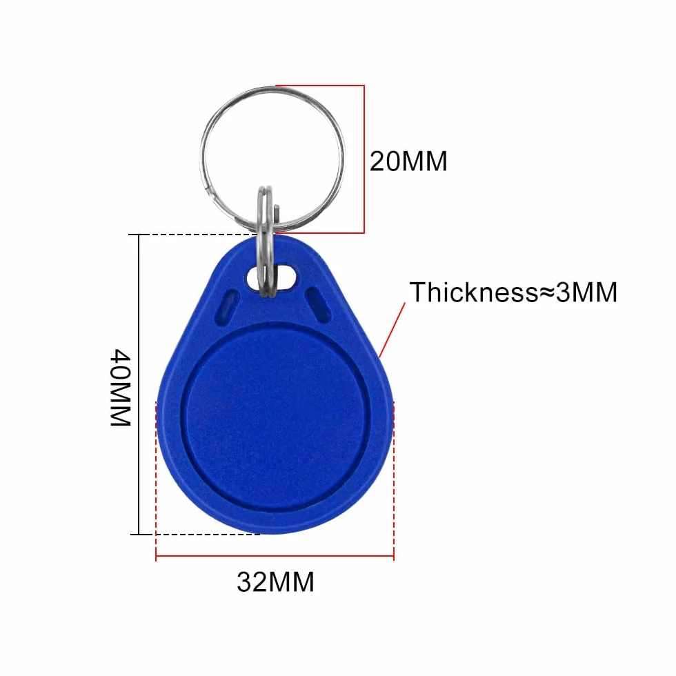 Blue Waterproof ABS 13.56MHz ISO14443A M1 Classic NFC RFID Tokens, Paquete de 10