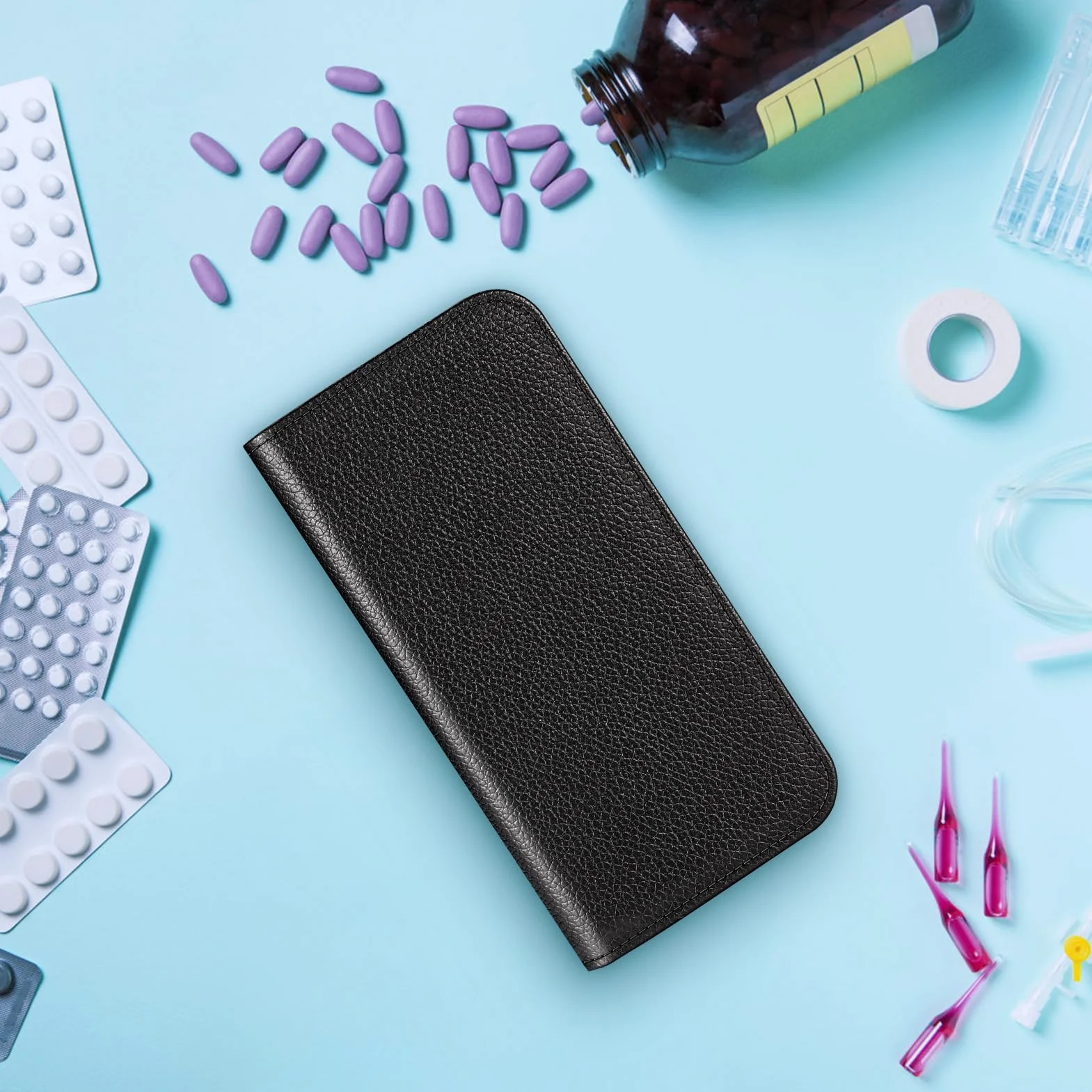 MEDMAX Funda Omnipod 5 Cuero PU Estuche Transporte Diabético Almacenamiento Negro