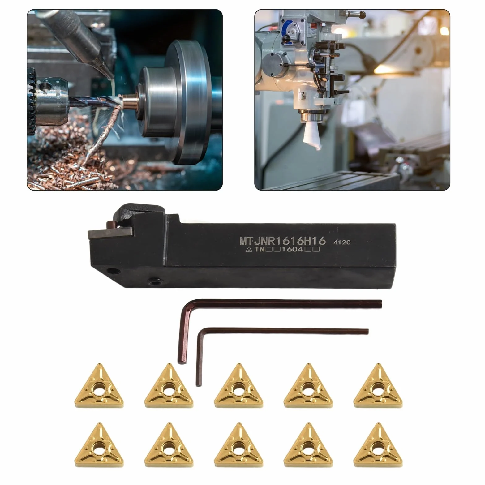 Torno MTJNR1616H16 Tenedor de herramientas con insertos de carburo TNMG332 TNMG160408 para torneado CNC