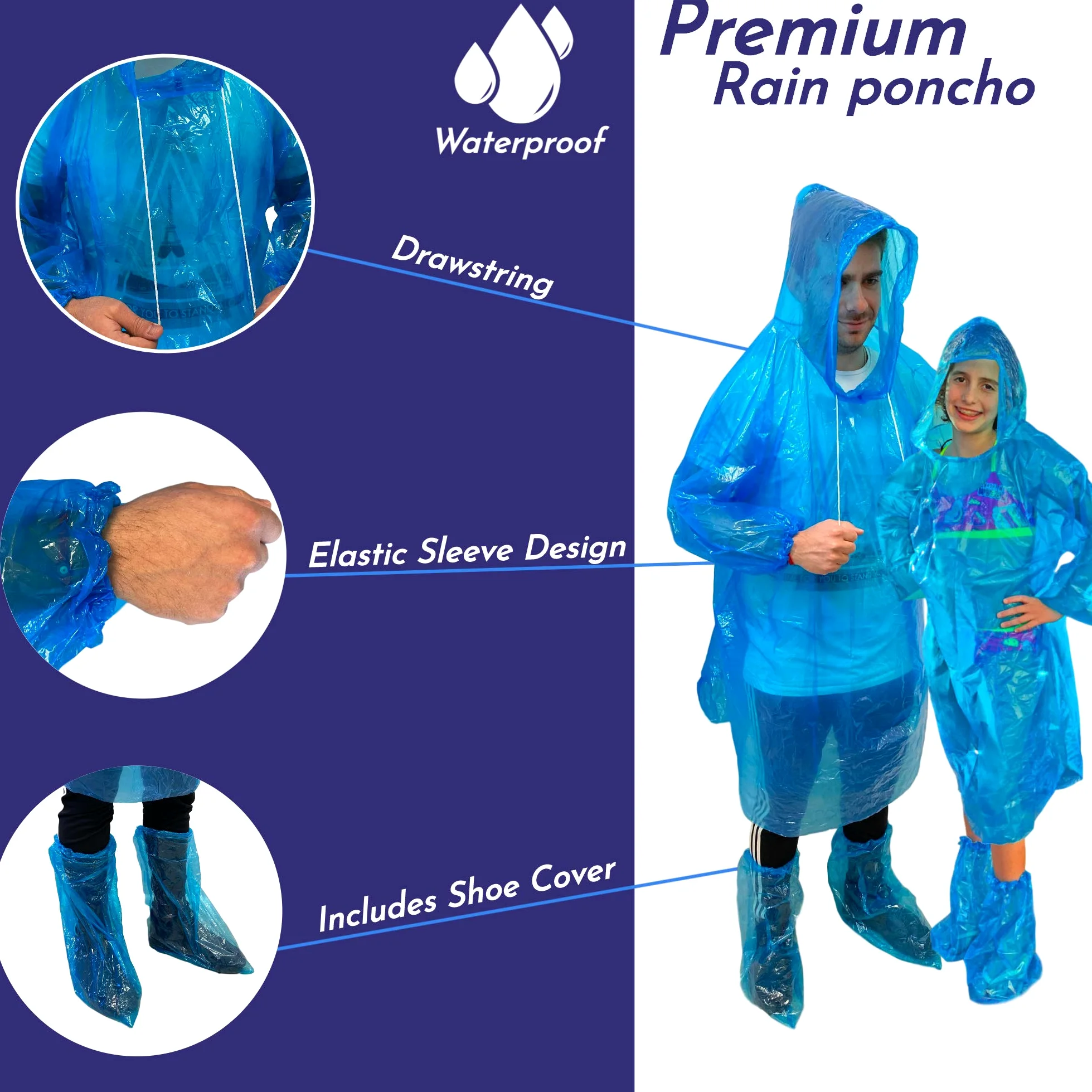 Paquete familiar de ponchos de lluvia extra gruesos, fundas para zapatos incluidas 4 y 10 unidades