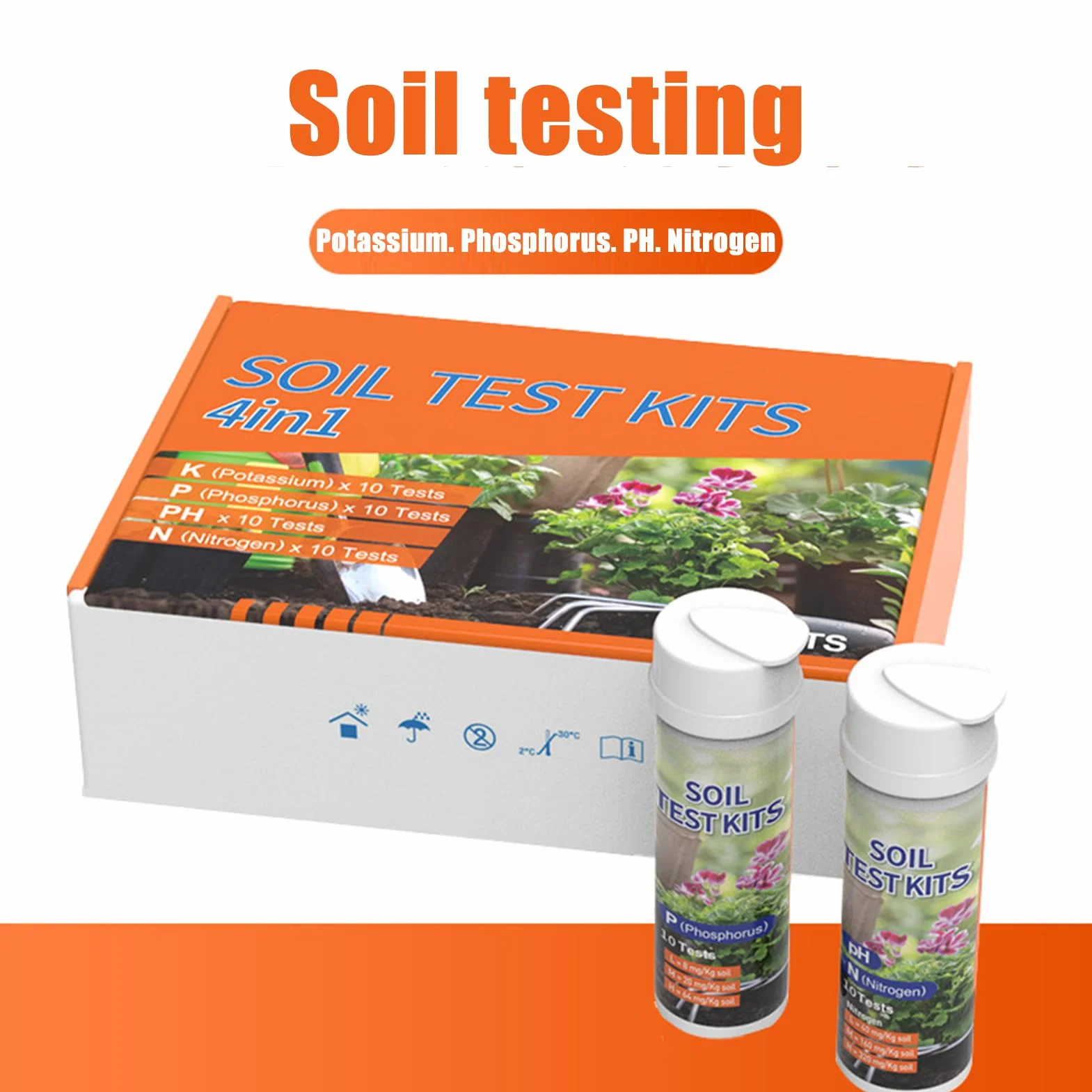 Kit de Análisis de Suelo para Jardín Analizador de Nutrientes 4 en 1
