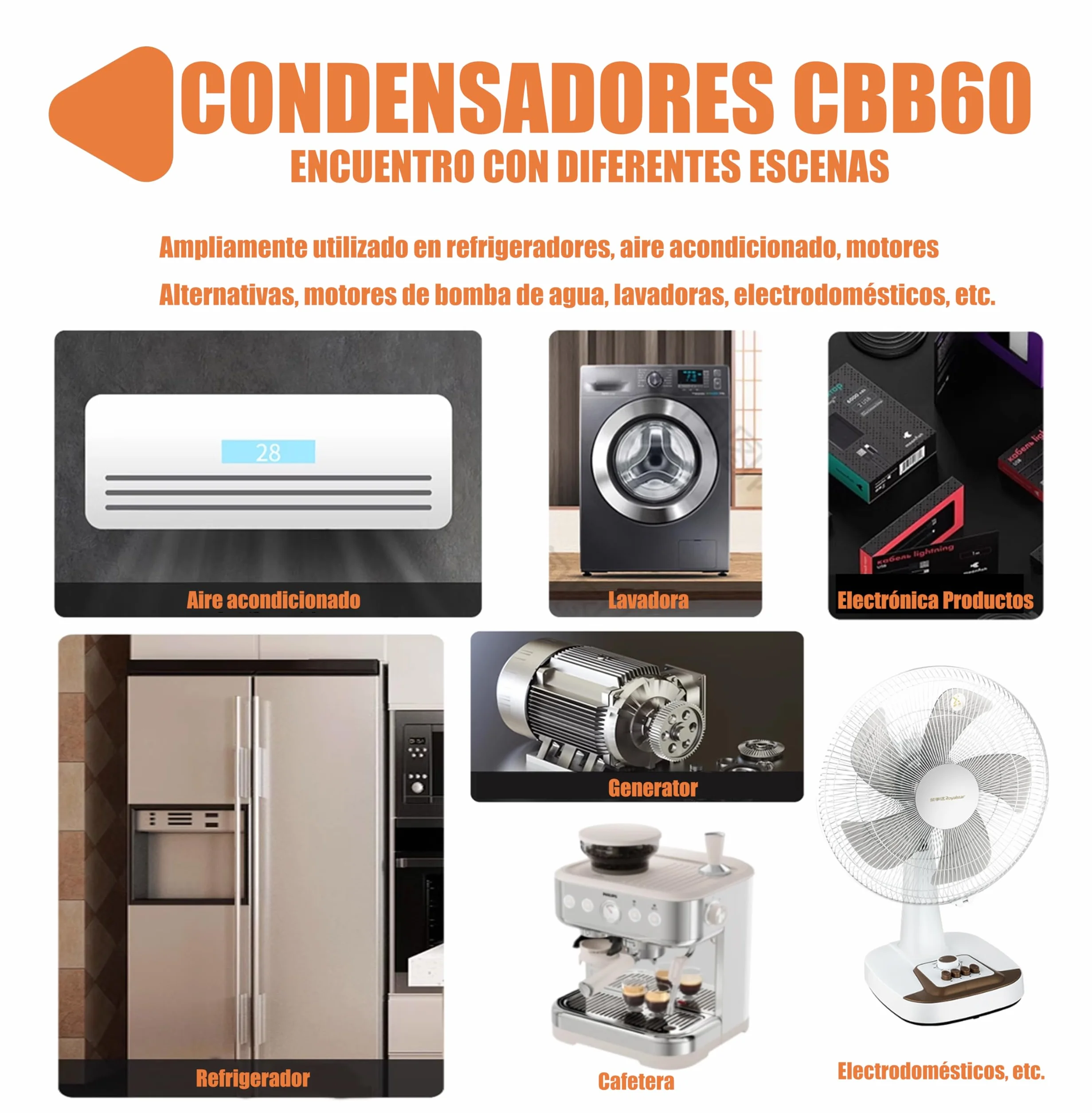 CBB60 20uF Motor Start Run Condensador MFD 450VAC 50/60Hz cilíndrico