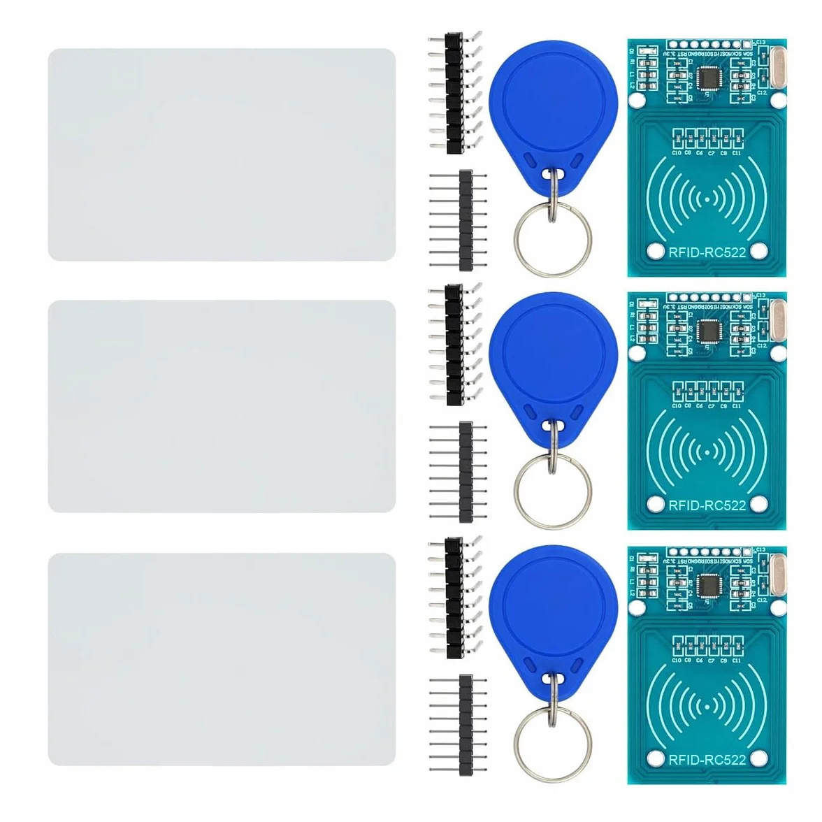 Gebildet Kit RFID 3 Piezas RC522 Módulo Sensor Tarjetas IC RF con S50 Blanco Llaveros