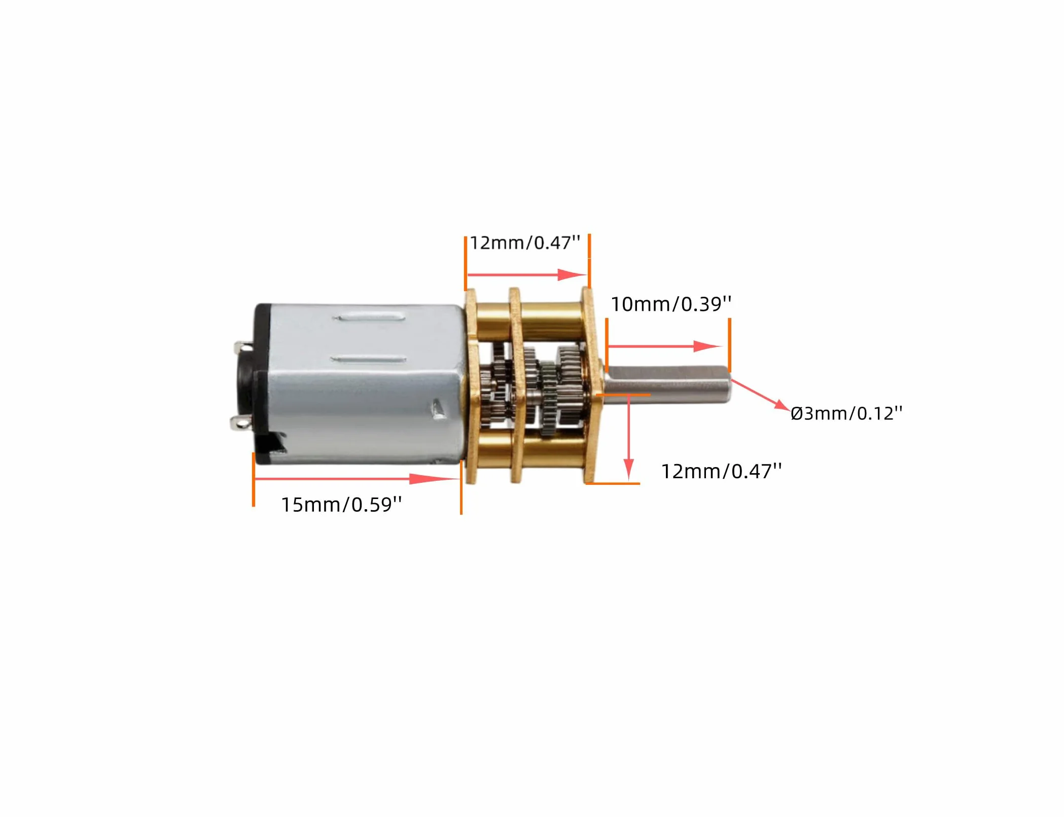 CHANCS Mini motor de engranaje de metal N20 DC 3 V 3 RPM eje 10 mm alto par