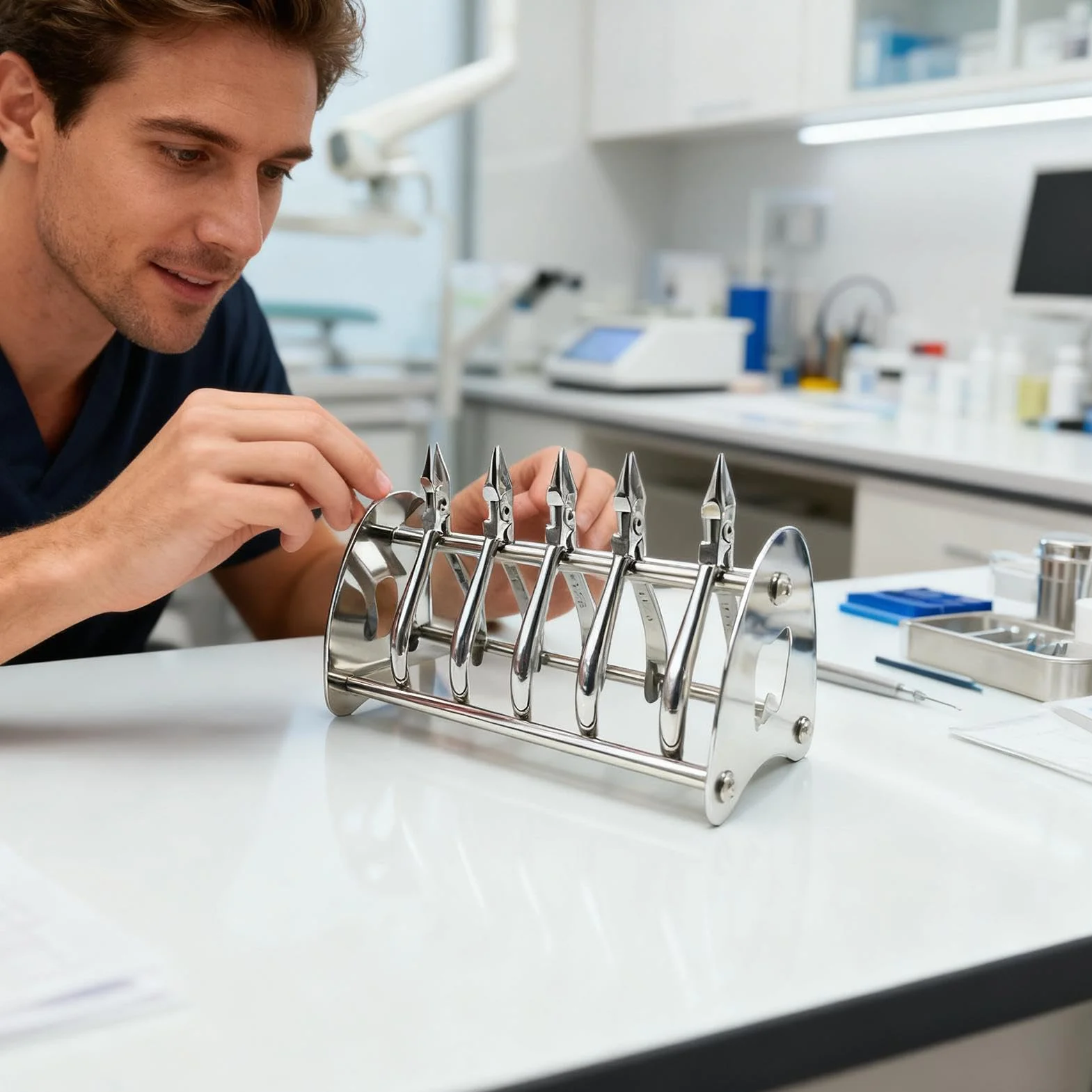 Organizador de alicates de acero inoxidable para ortodoncia, estante de almacenamiento de instrumentos dentales