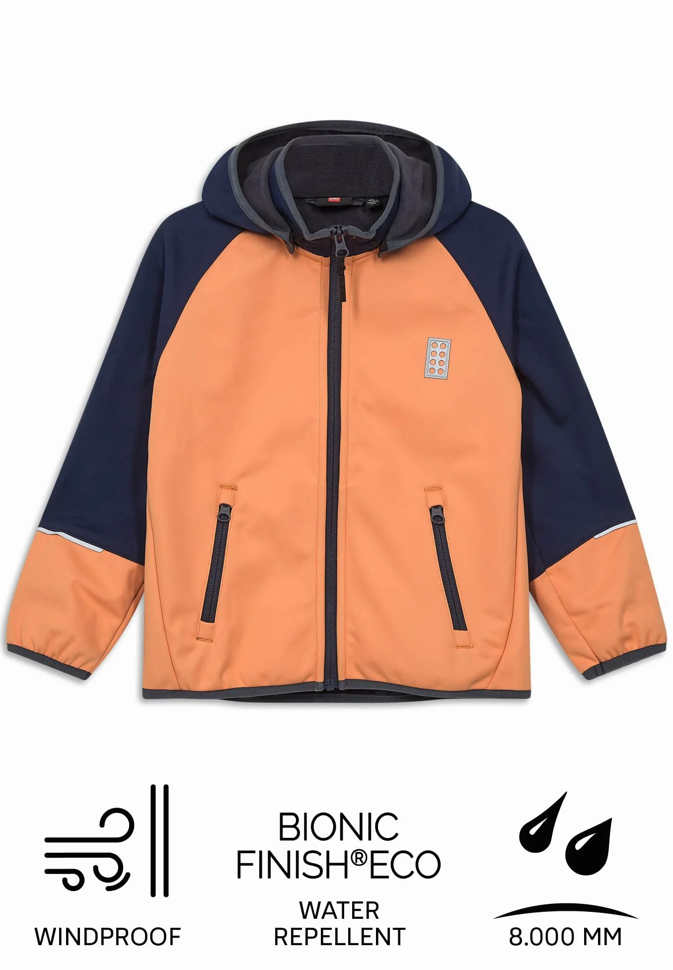 LEGO Chaqueta softshell para niños y niñas – Chaqueta de entretiempo resistente al viento e impermeable con capucha desmontable | Reflectores y forro polar