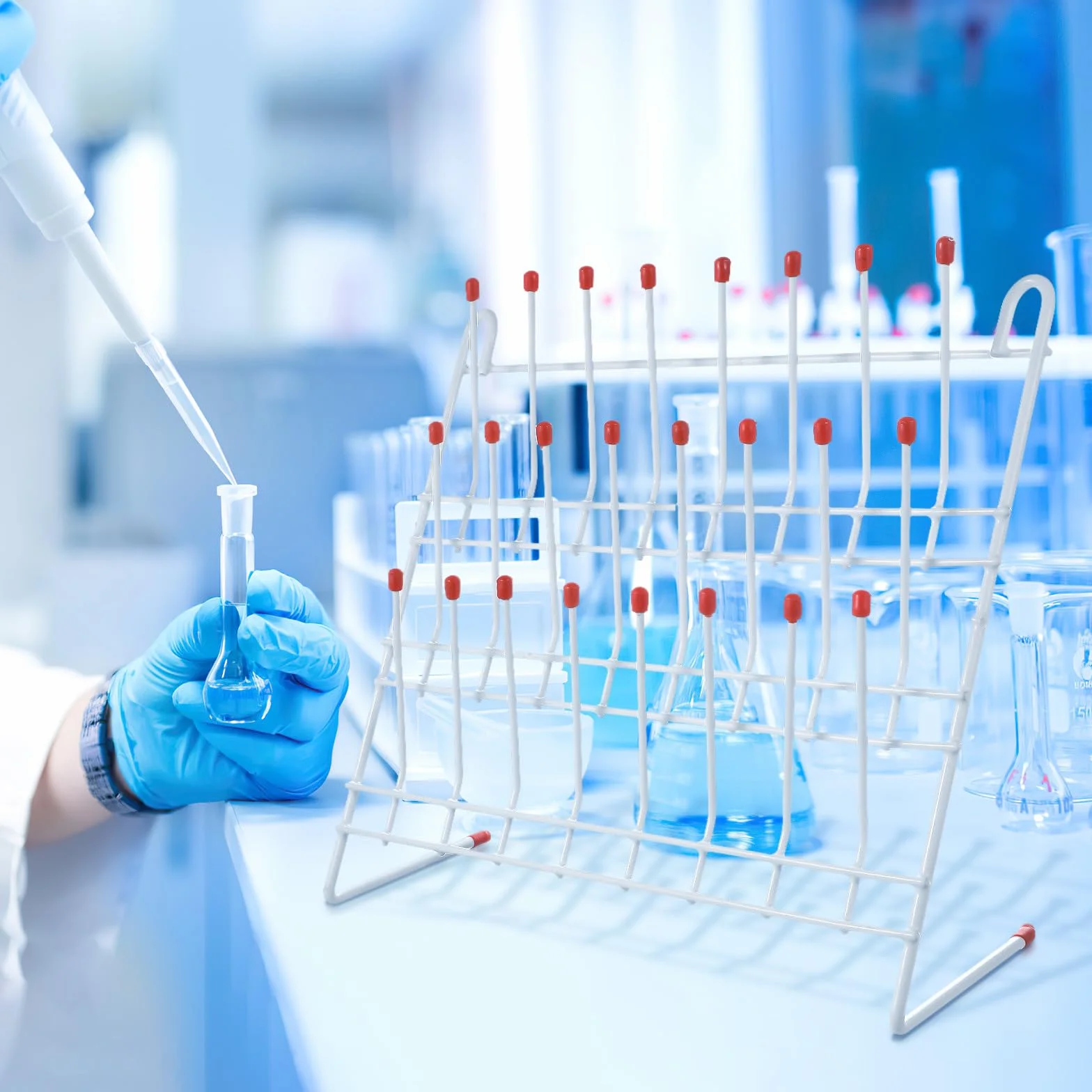 MAGICLULU Escurridor de Laboratorio Metálico 24 para Secado de Tubos y Cristalería