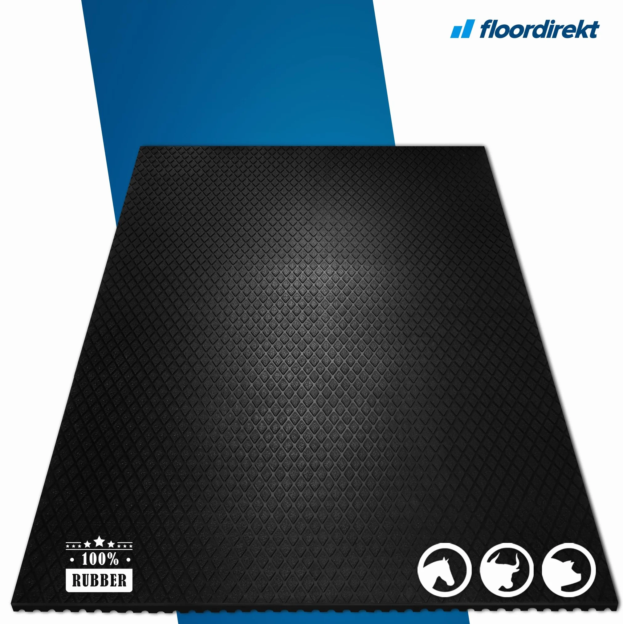 Floordirekt Diamond Top Alfombrilla de goma antideslizante 180 x 120 cm con drenaje para establo
