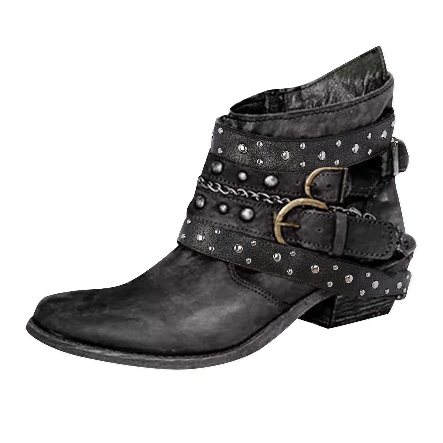 Botas de invierno para mujer Botines botin plano Diseno Moderno Estilo Acabado en Pico Cierre Lateral Cremallera deal Temporada Otono
