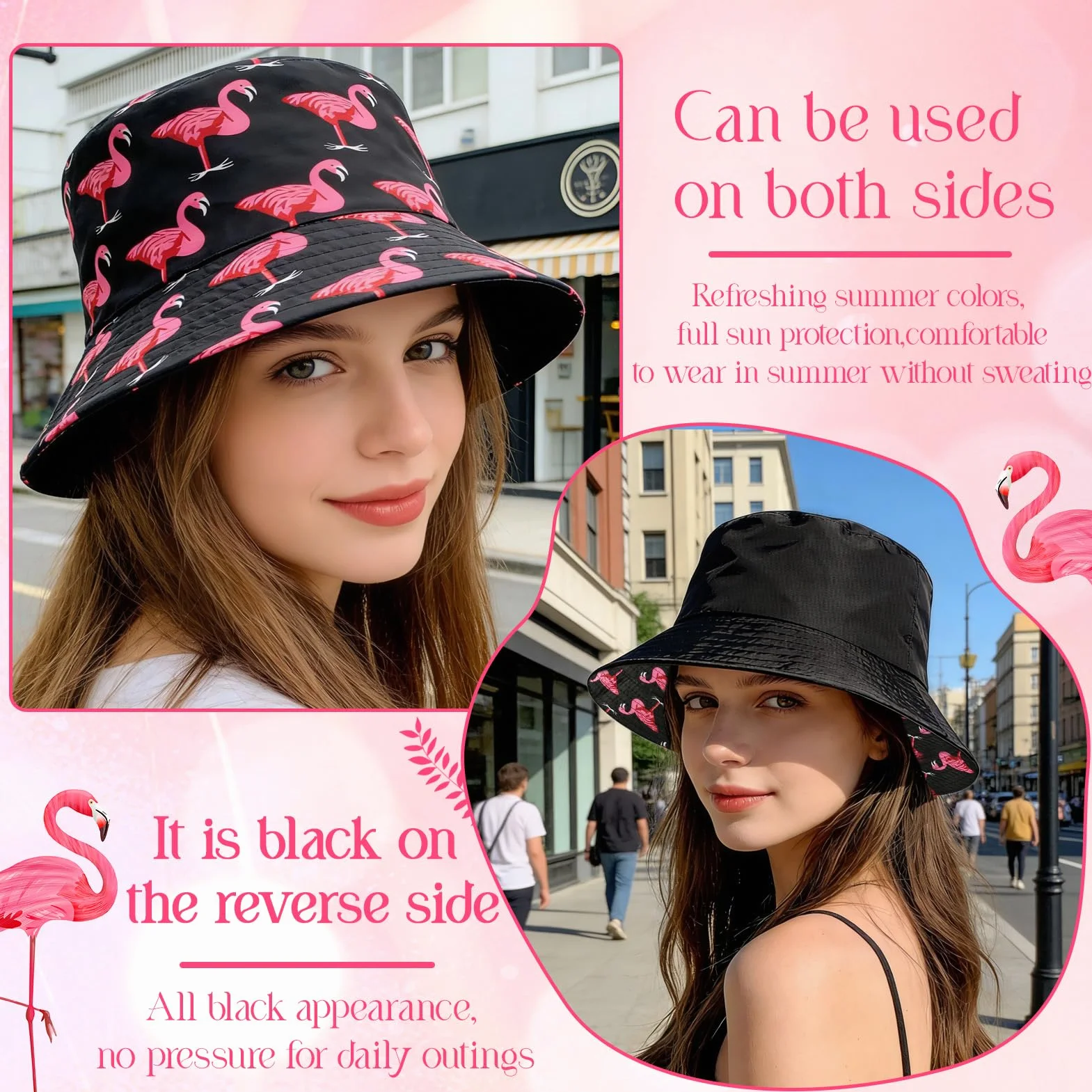 Sombrero de Pescador Flamenco, Sombrero del Pescador Mujer con Gafas de Sol Corazón, Sombreros para El Sol de Pesca, Protección UV Sombreros, Ropa y Accesorios De Moda