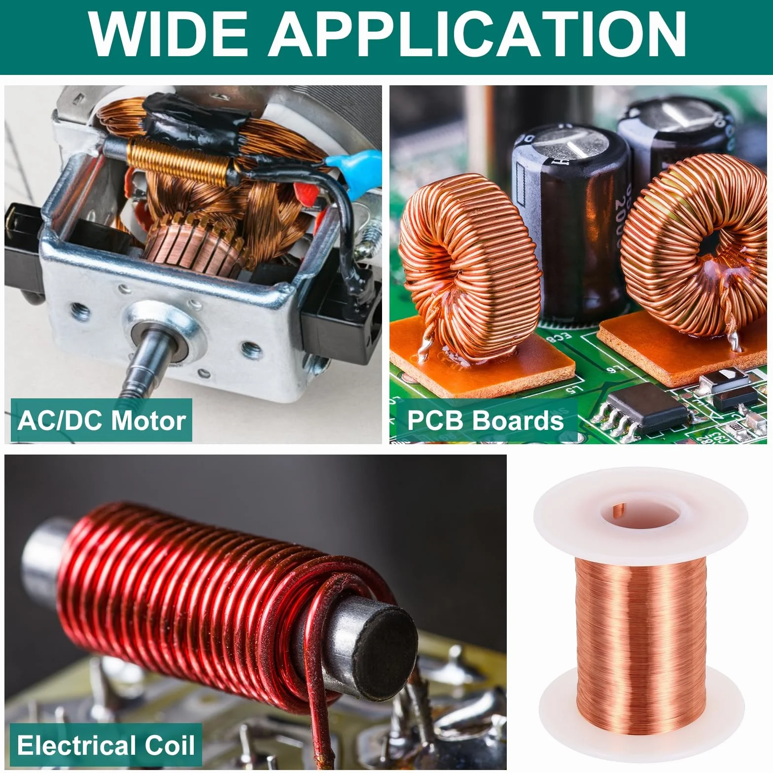 sourcing map Alambre magnético de 40 AWG, cobre esmaltado, bobina 4 oz 155C para transformador motor