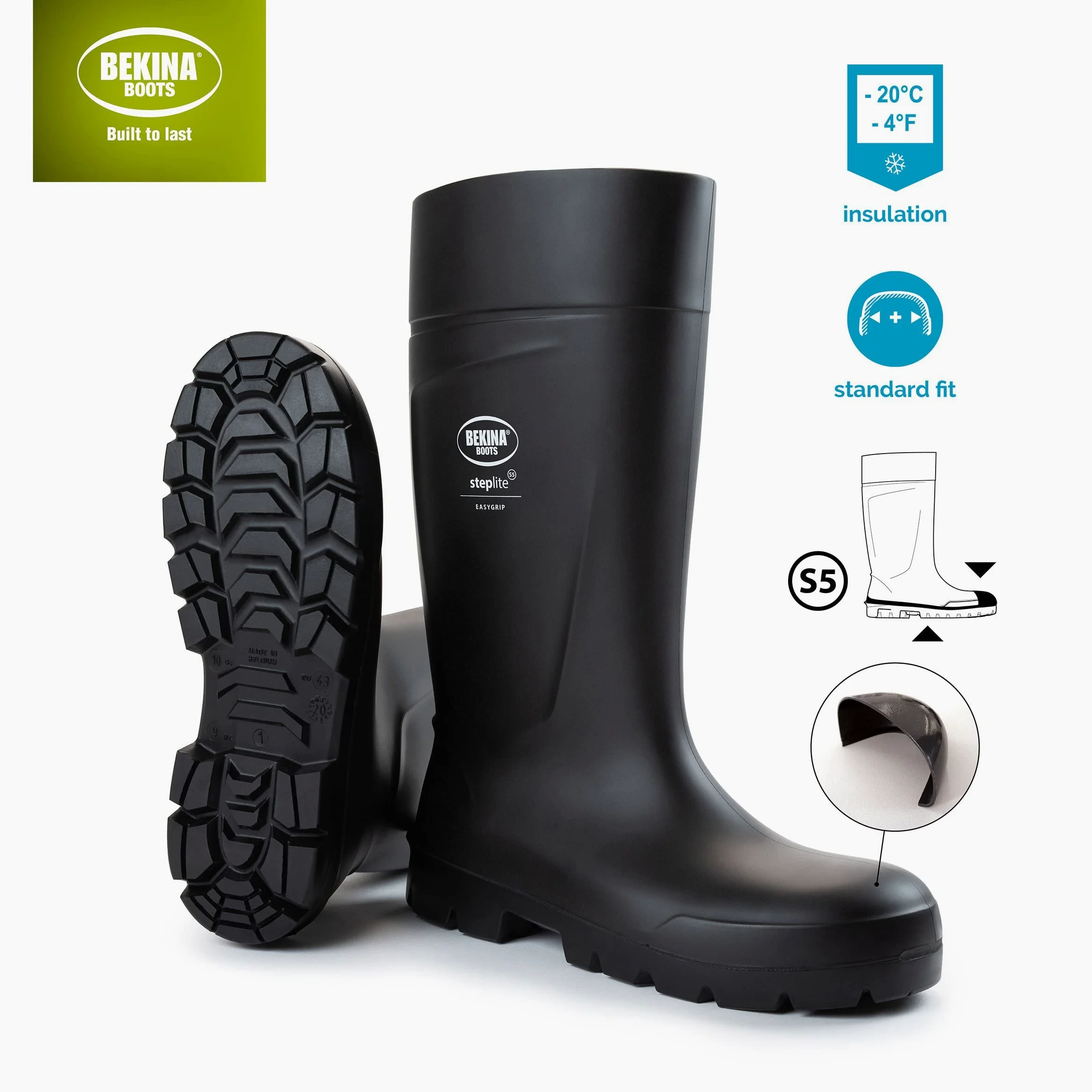 Botas de Seguridad, Masculinas, con Puntera y Suela de Seguridad de Acero, Incl. Plantilla para pies Calientes y Secos, Negras, EU 42