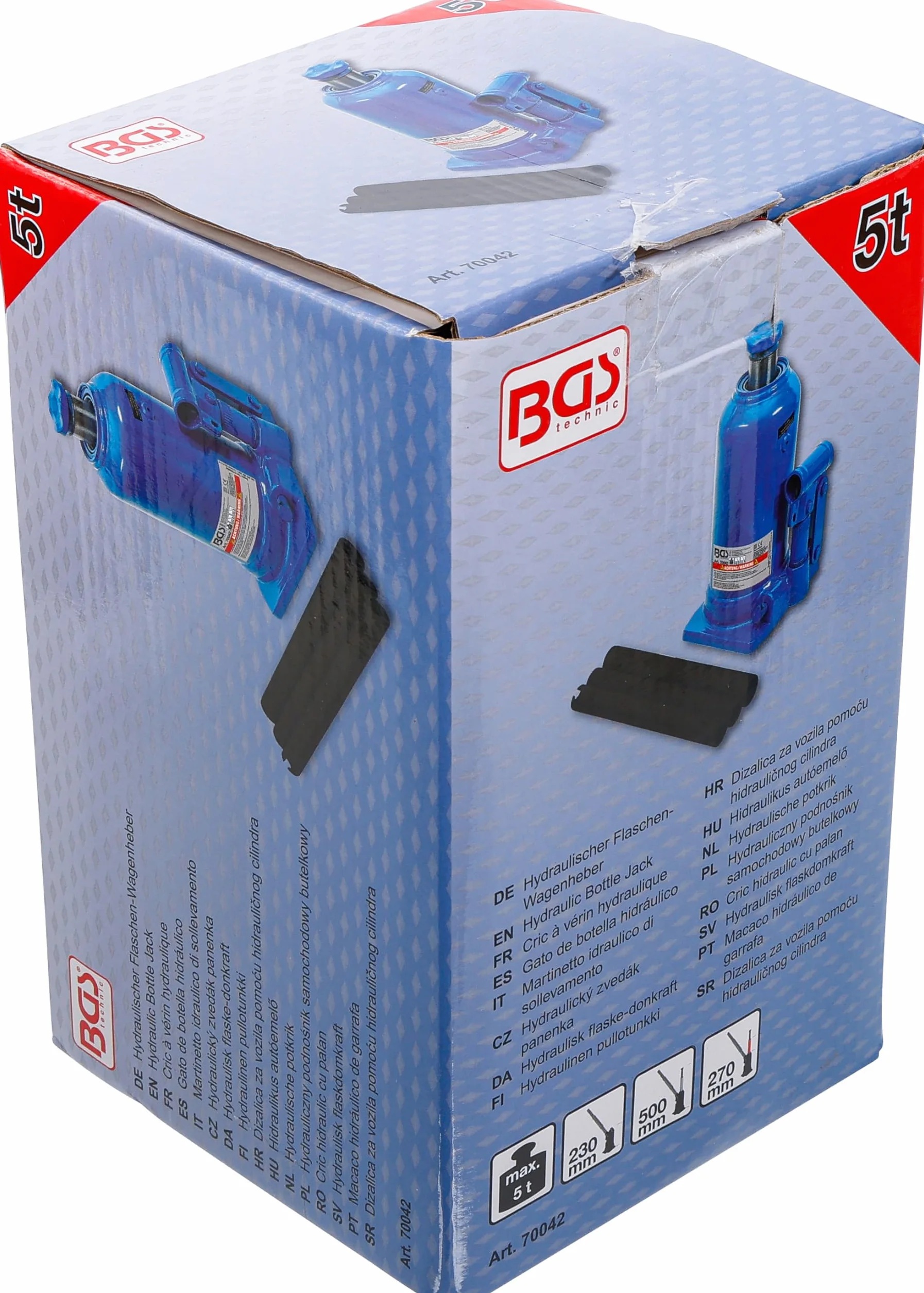 BGS 70042 Gato de botella hidráulico 5 t pistón doble