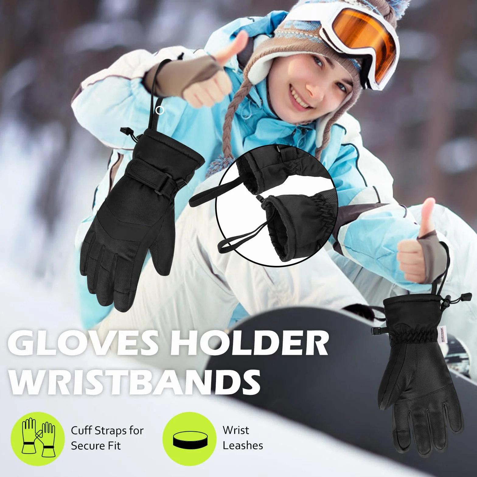 Guantes Invierno Mujer Impermeables Táctiles Nieve Esquí Moto Snowboard Bici Ciclismo