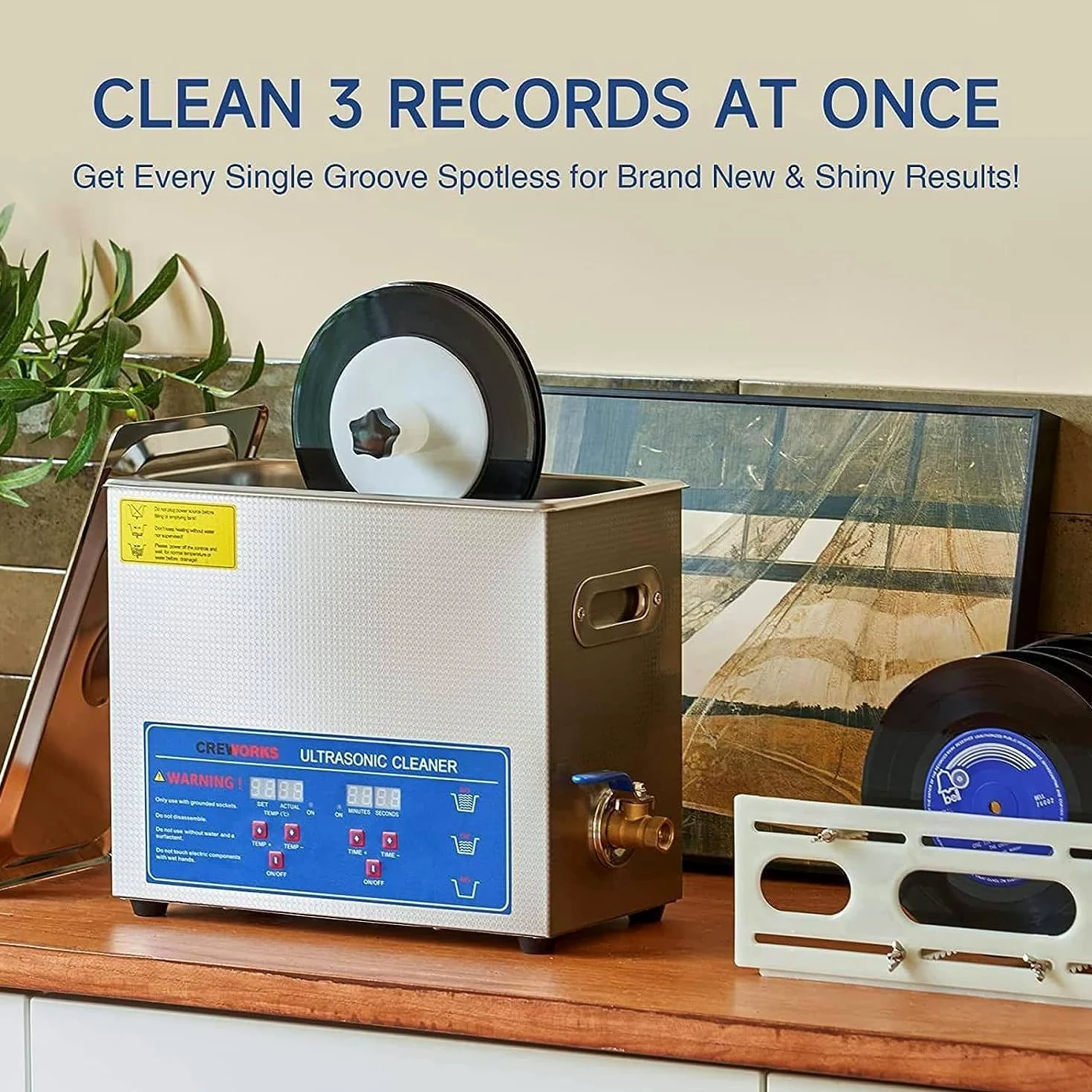 Limpiador ultrasónico Comercial, máquina de Limpieza de Discos de Vinilo de 6 litros para 1-6 Discos, Lavadora de Discos con Temporizador de 0 a 30 Minutos, Segura para vinilos de 7 a 12 pul