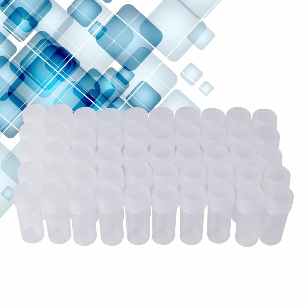 Botella de muestra de plástico 5 ml 100 Pcs botes pequeños con tapa