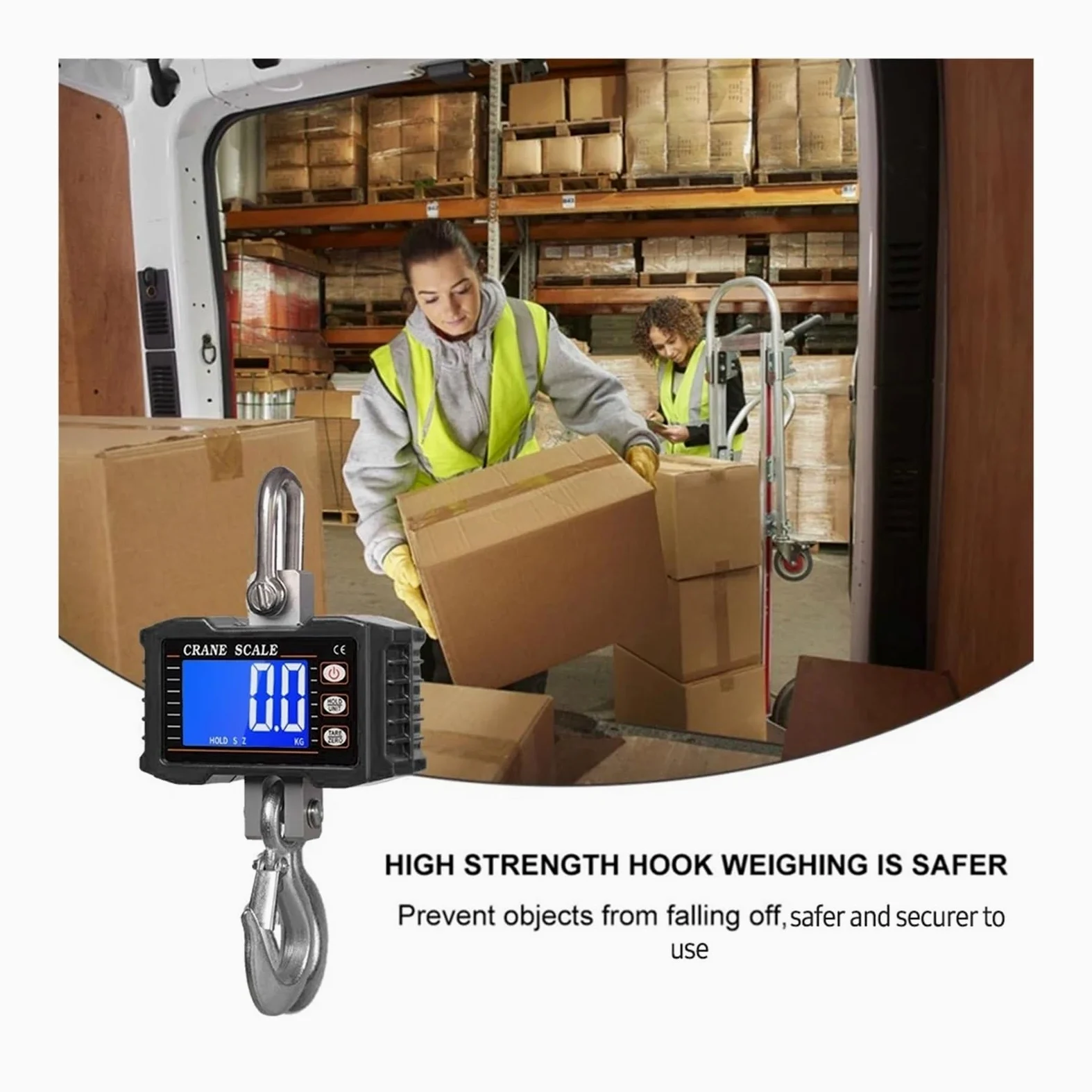 Escala colgante, 1000kg/2204lb Báscula digital colgante para grúa | Incluye cambio de unidades, pantalla digital legible y diseño portátil para almacenes, talleres y pesaje industrial.