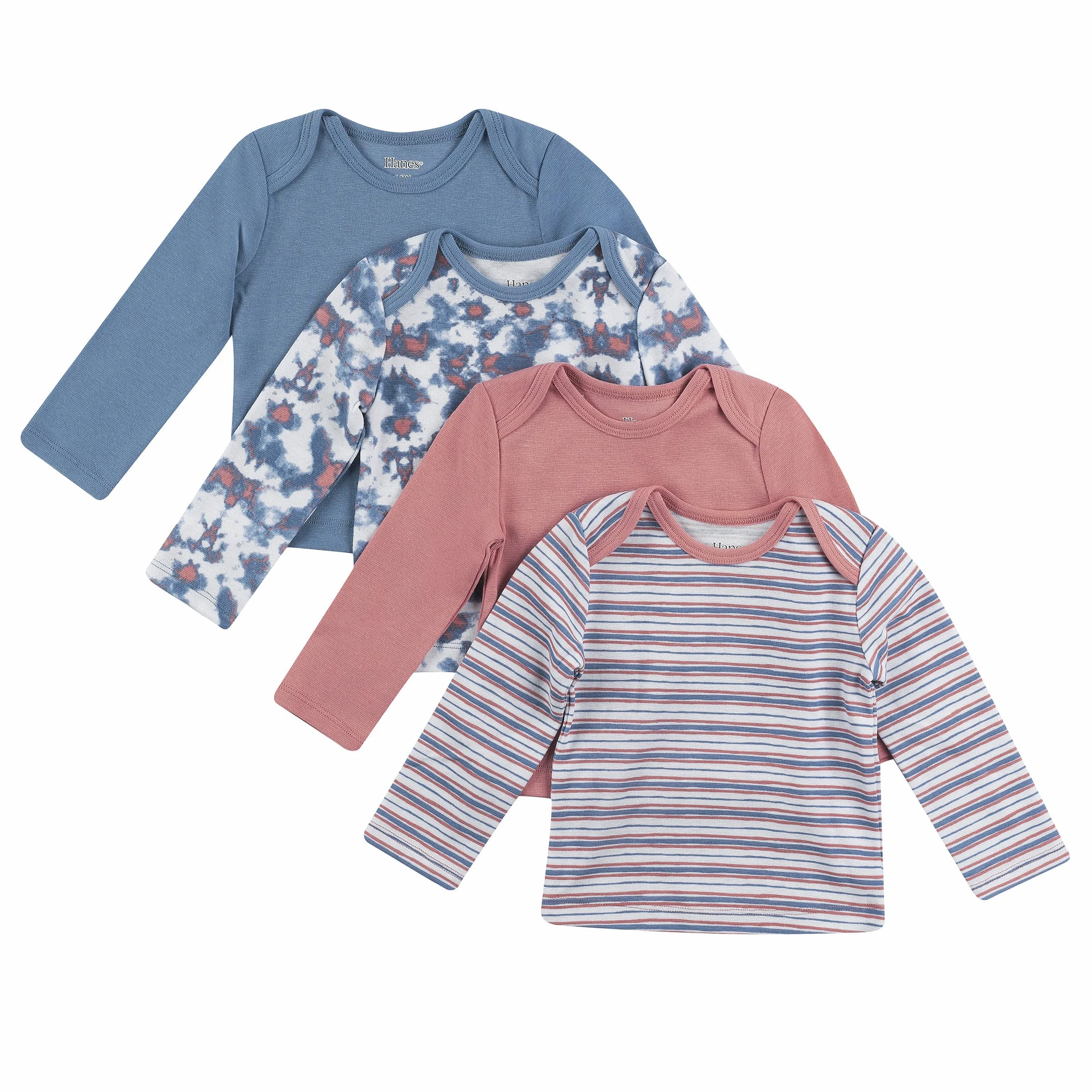 Hanes Ultimate Baby Flexy - Playera de Manga Larga (4 Unidades) Set de Playera para bebés niñas