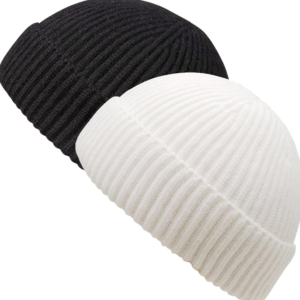 MaxNova Gorro de pescador corto con puño de punto para hombres y mujeres, sombreros cálidos