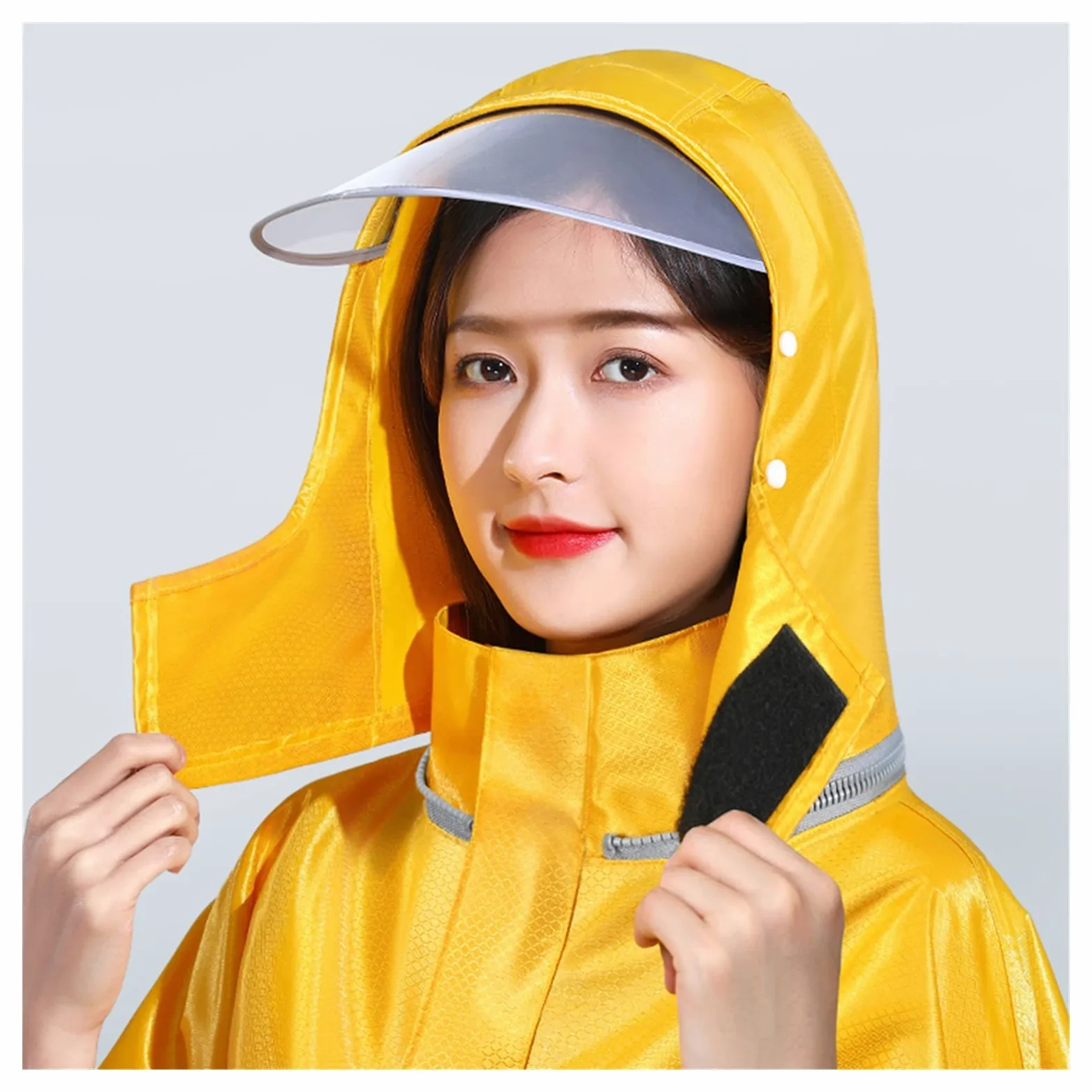 Poncho de lluvia, capa de lluvia impermeable para adultos, Impermeable de ciclismo con capucha - Poncho impermeable unisex a prueba de viento for bicicleta, bicicleta eléctrica y scooter(Red,S)