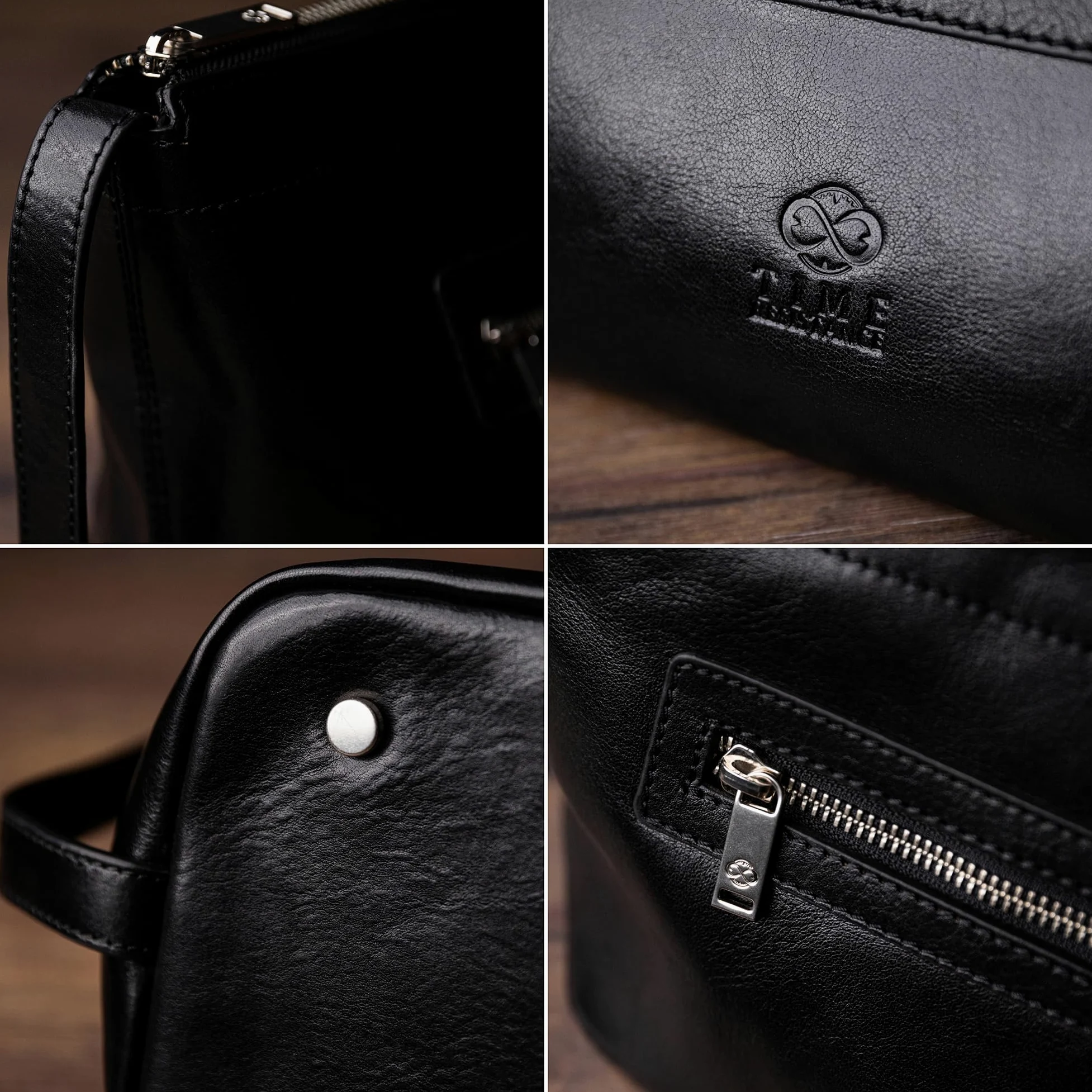 Time Resistance Neceser de Cuero - Kit Dopp para Hombre - Bolso Italiano