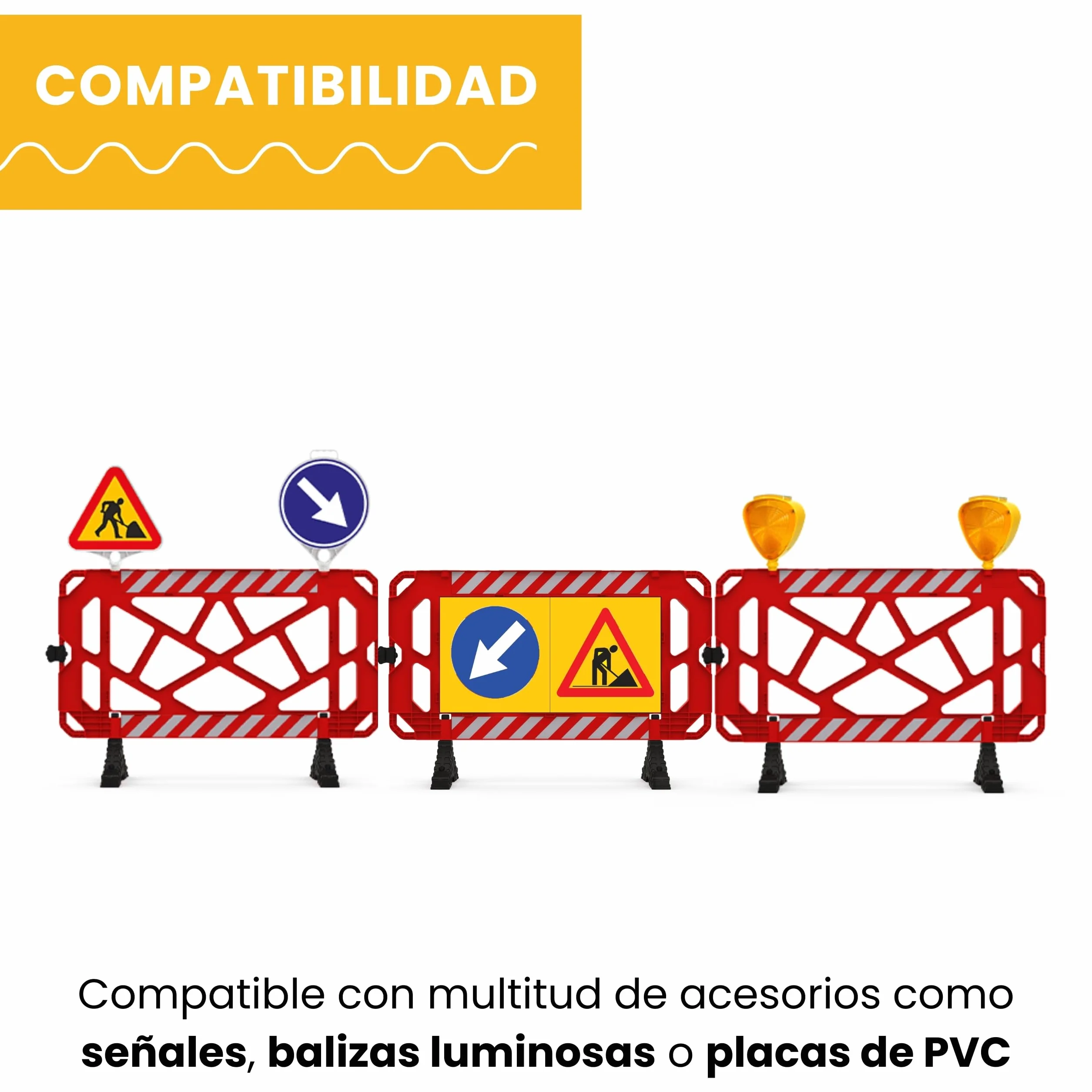 Valla de Obra Peatonal de Plástico 150 cm Rojo 1 Unidad