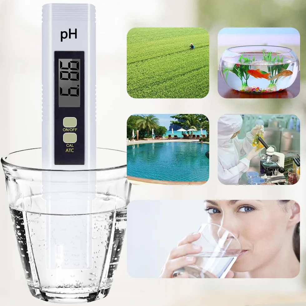 Medidor de pH Digital 0-14 para Agua, Piscina, Acuario, Hidroponía