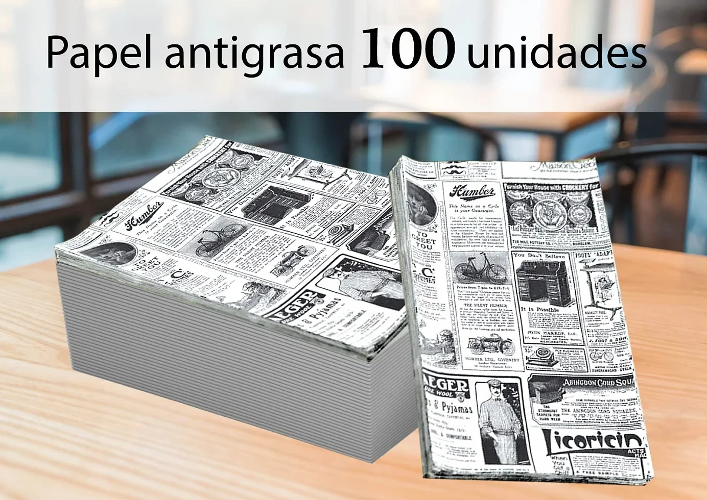 Papel antigrasa para Envolver Alimentos 100 Unidades 32 x 20 cm