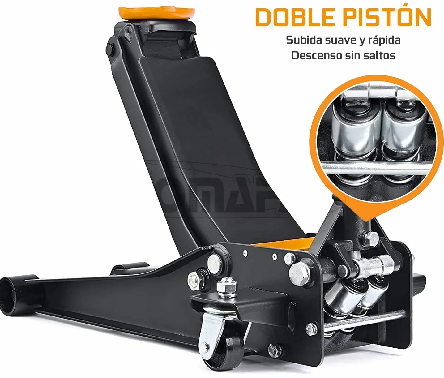 Gato Hidraulico Doble Piston Bajo Perfil 3.5 Ton con Caballetes 3 Ton