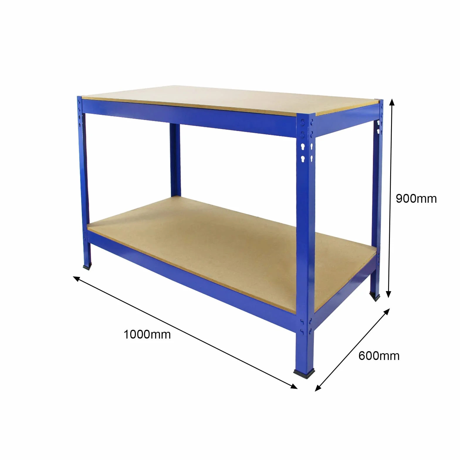 Q-Rax Mesa Trabajo Metálica 90x100x60cm Azul Banco Taller Ajustable 200kg