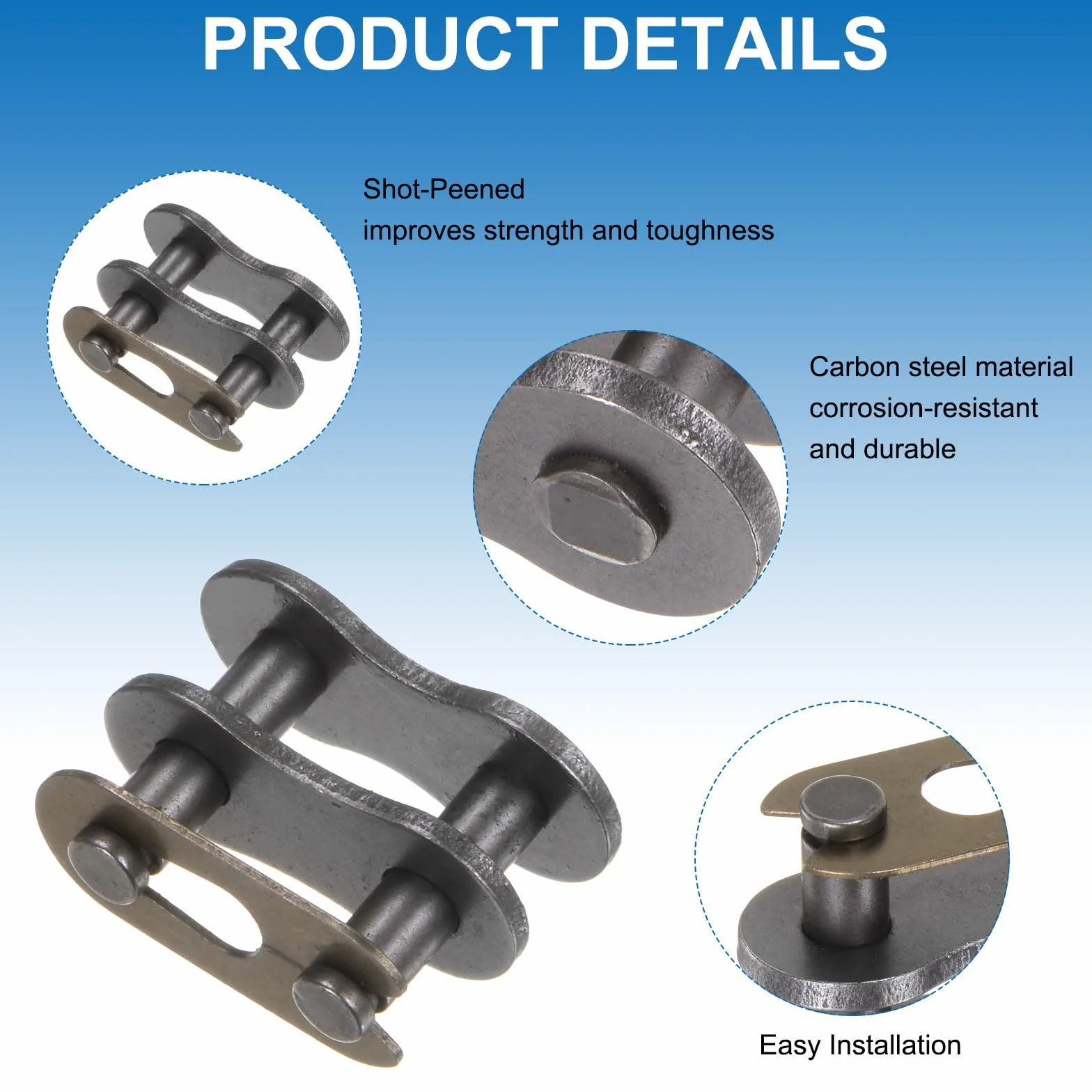 QUARKZMAN 8 Piezas Enlaces Conectores Cadena Rodillos 10B-1 Paso 15.875mm Acero Carbono