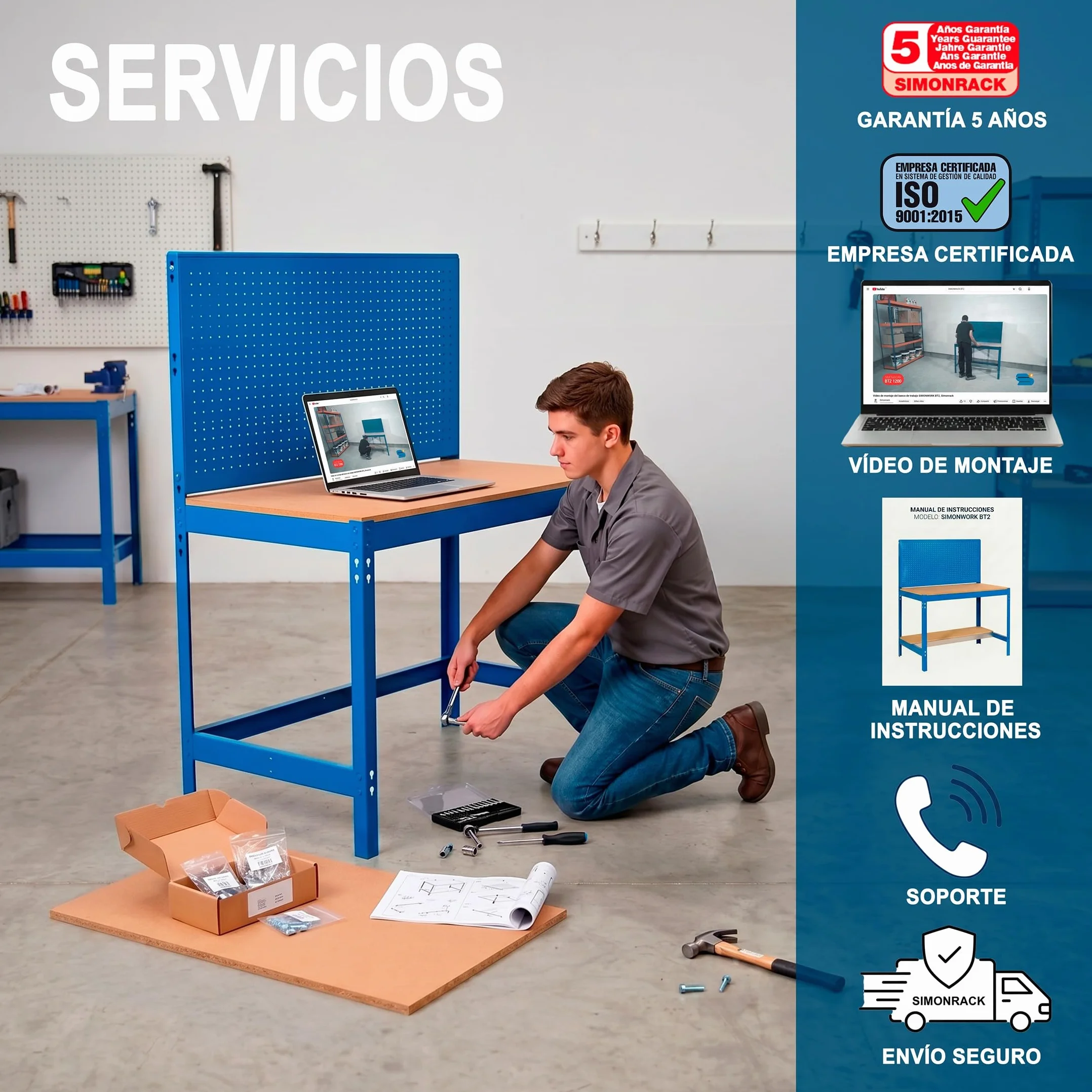 Simon Rack BT2 Banco de Trabajo 600 kg 1445x1210x610 mm Antracita/Madera