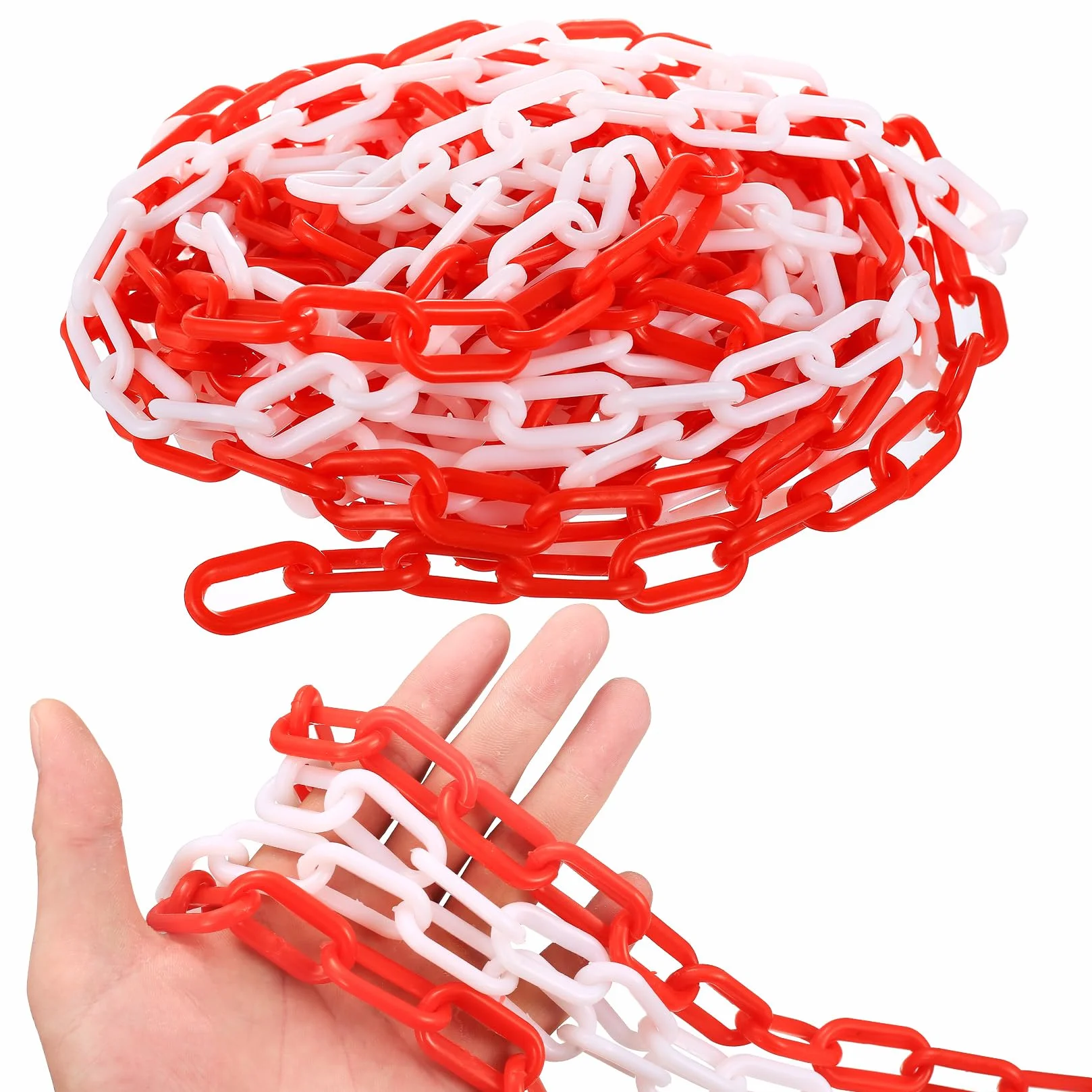 Cadenas de Plástico Rojo y Blanco 11 m x 6 mm para Barrera de Estacionamiento