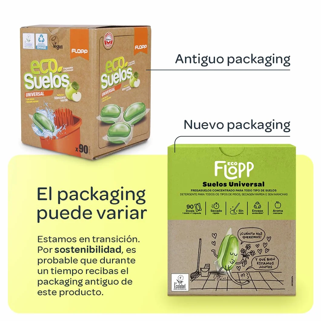 Fregasuelos Universal Ecológico 92 Cápsulas Aroma Manzana EU Ecolabel Concentrado